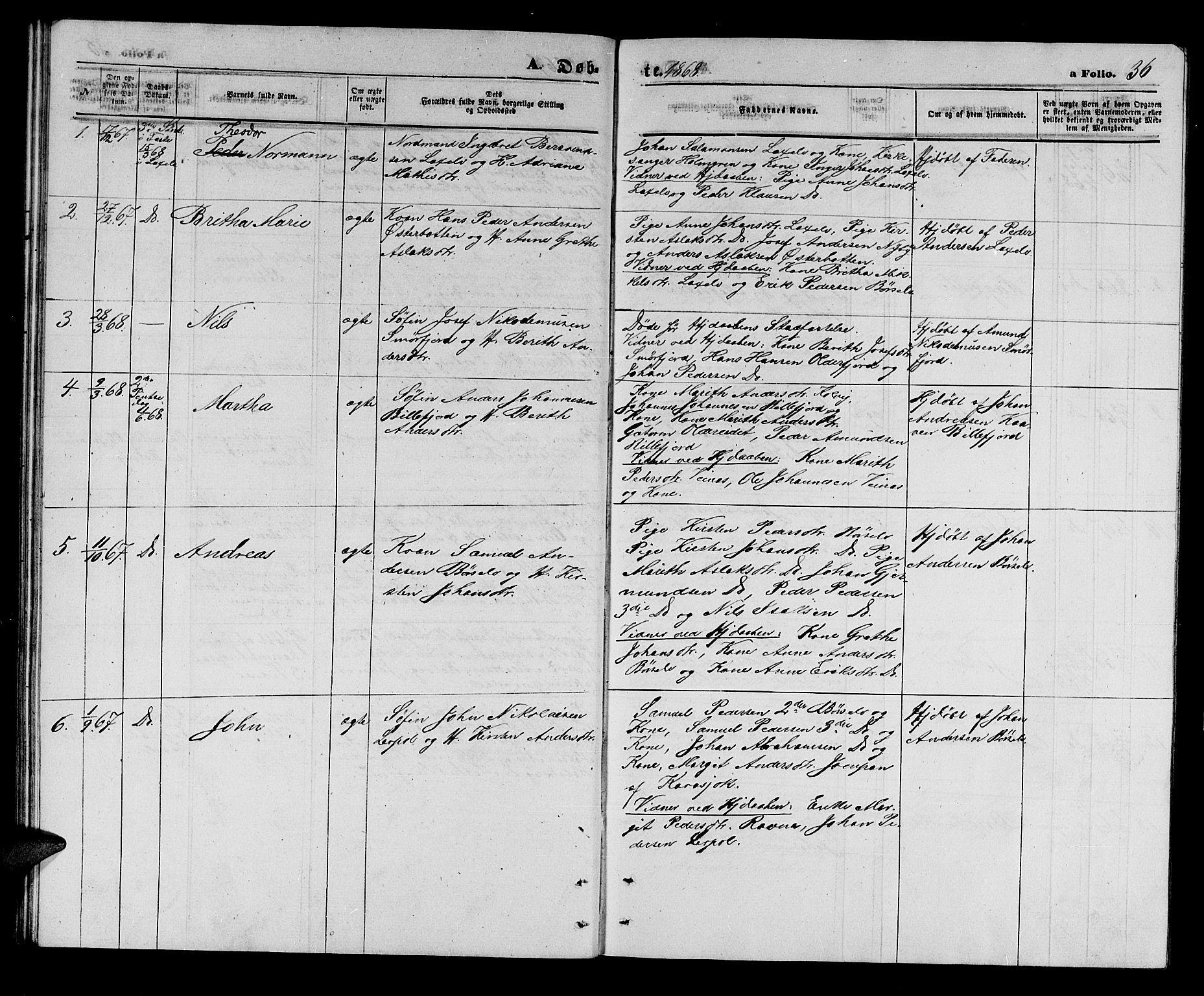 Kistrand/Porsanger sokneprestembete, AV/SATØ-S-1351/H/Hb/L0002.klokk: Parish register (copy) no. 2, 1862-1873, p. 36
