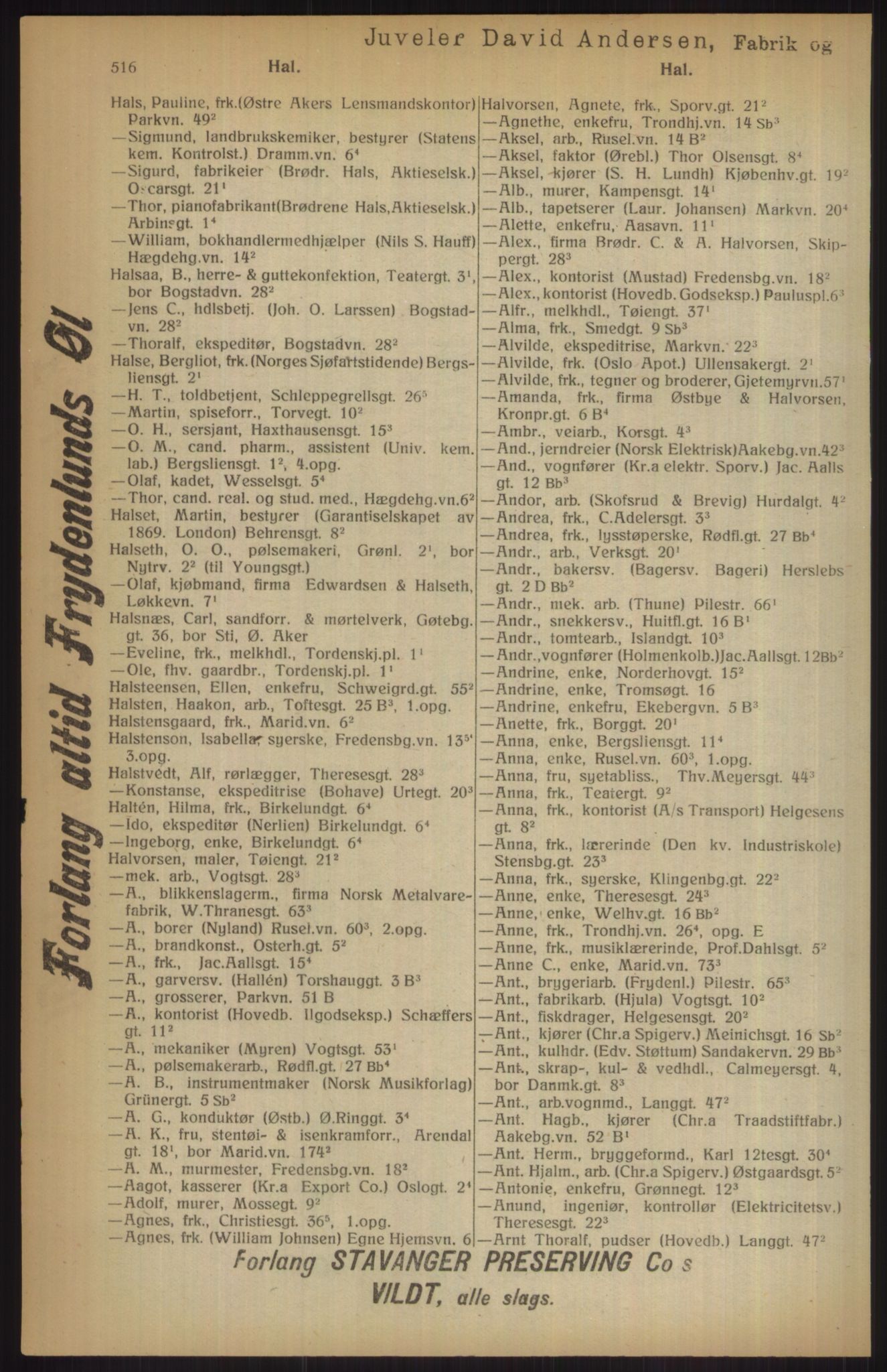 Kristiania/Oslo adressebok, PUBL/-, 1915, p. 516