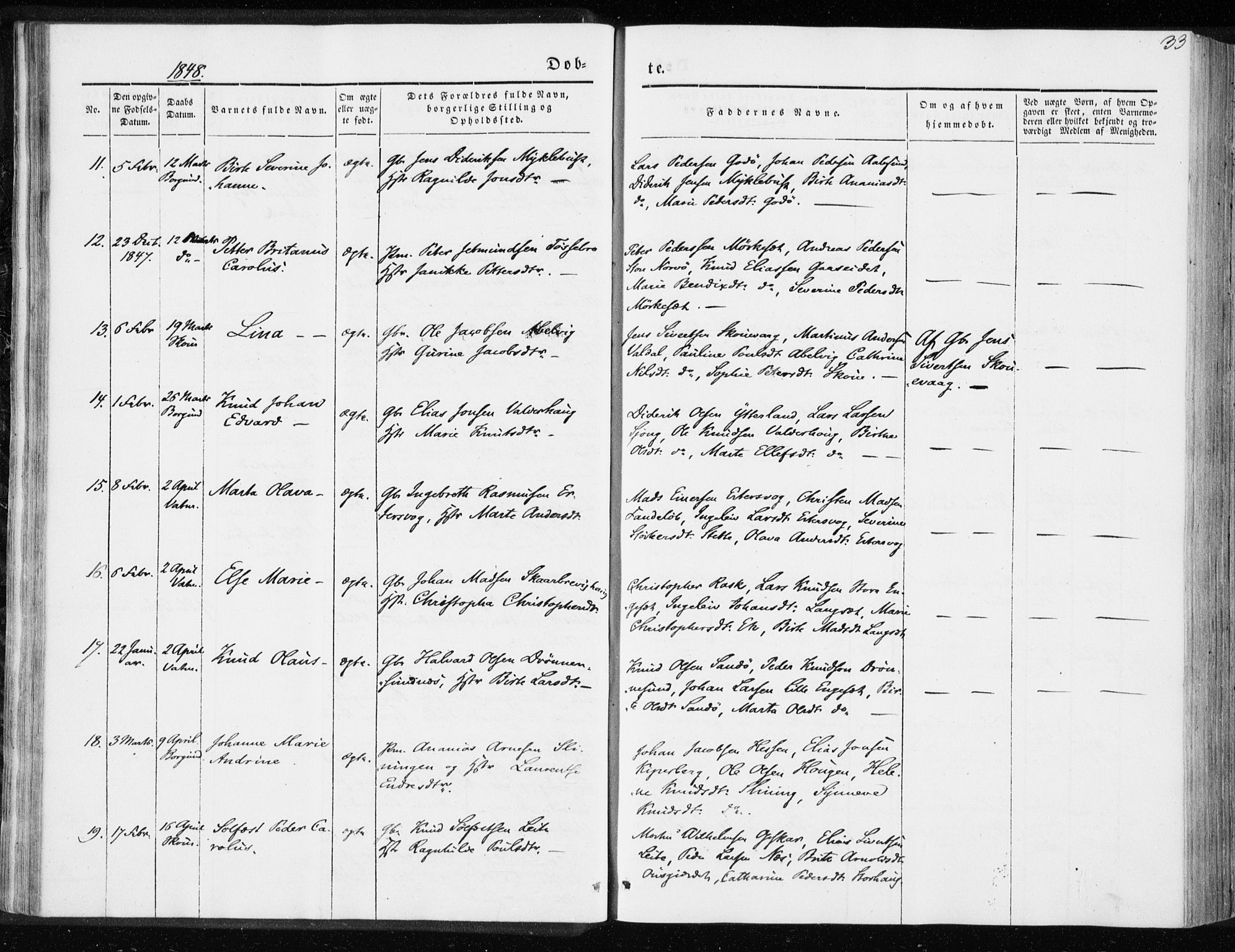 Ministerialprotokoller, klokkerbøker og fødselsregistre - Møre og Romsdal, AV/SAT-A-1454/528/L0415: Curate's parish register no. 528B03, 1843-1852, p. 33