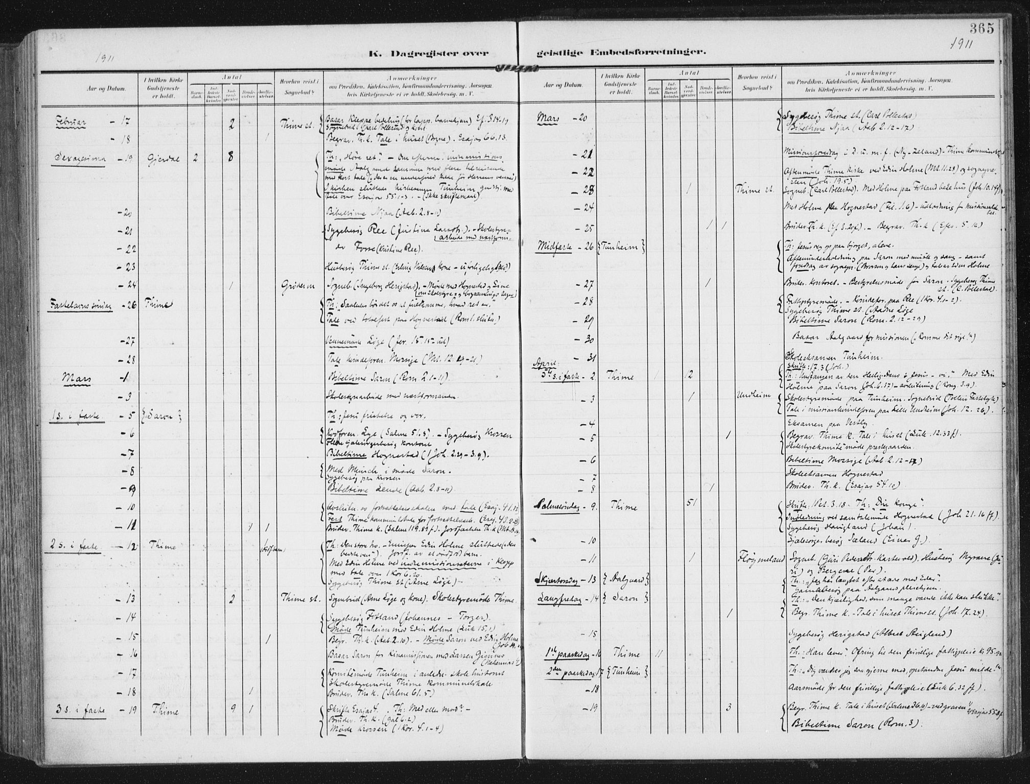 Lye sokneprestkontor, AV/SAST-A-101794/002/A/L0001: Parish register (official) no. A 12, 1904-1920, p. 365