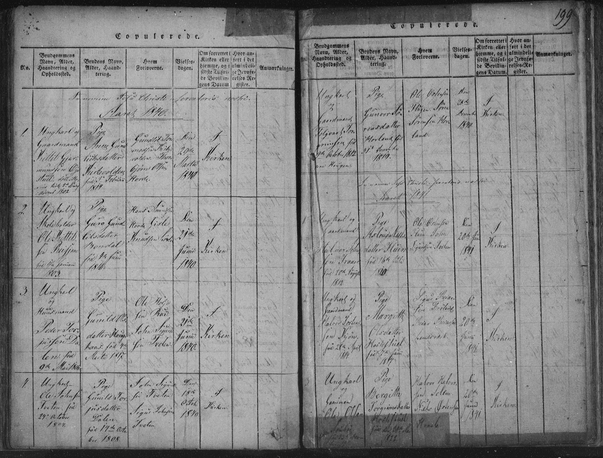 Hjartdal kirkebøker, SAKO/A-270/F/Fc/L0001: Parish register (official) no. III 1, 1815-1843, p. 199