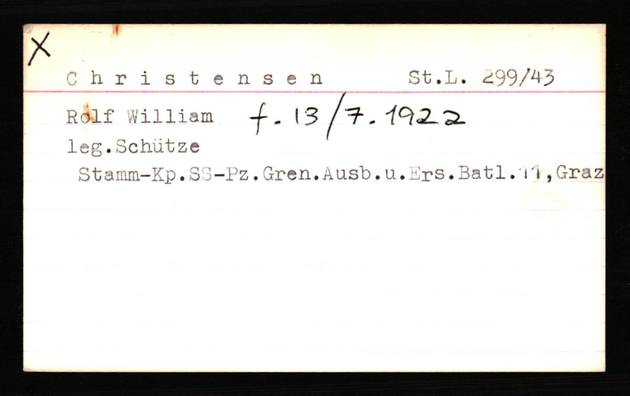 SS- und Polizeigericht Nord (IX), AV/RA-RAFA-3182/0001/C/Ca/L0001: kartotekkort for personer alfabetisk på etternavn: A-C, 1940-1945, p. 736