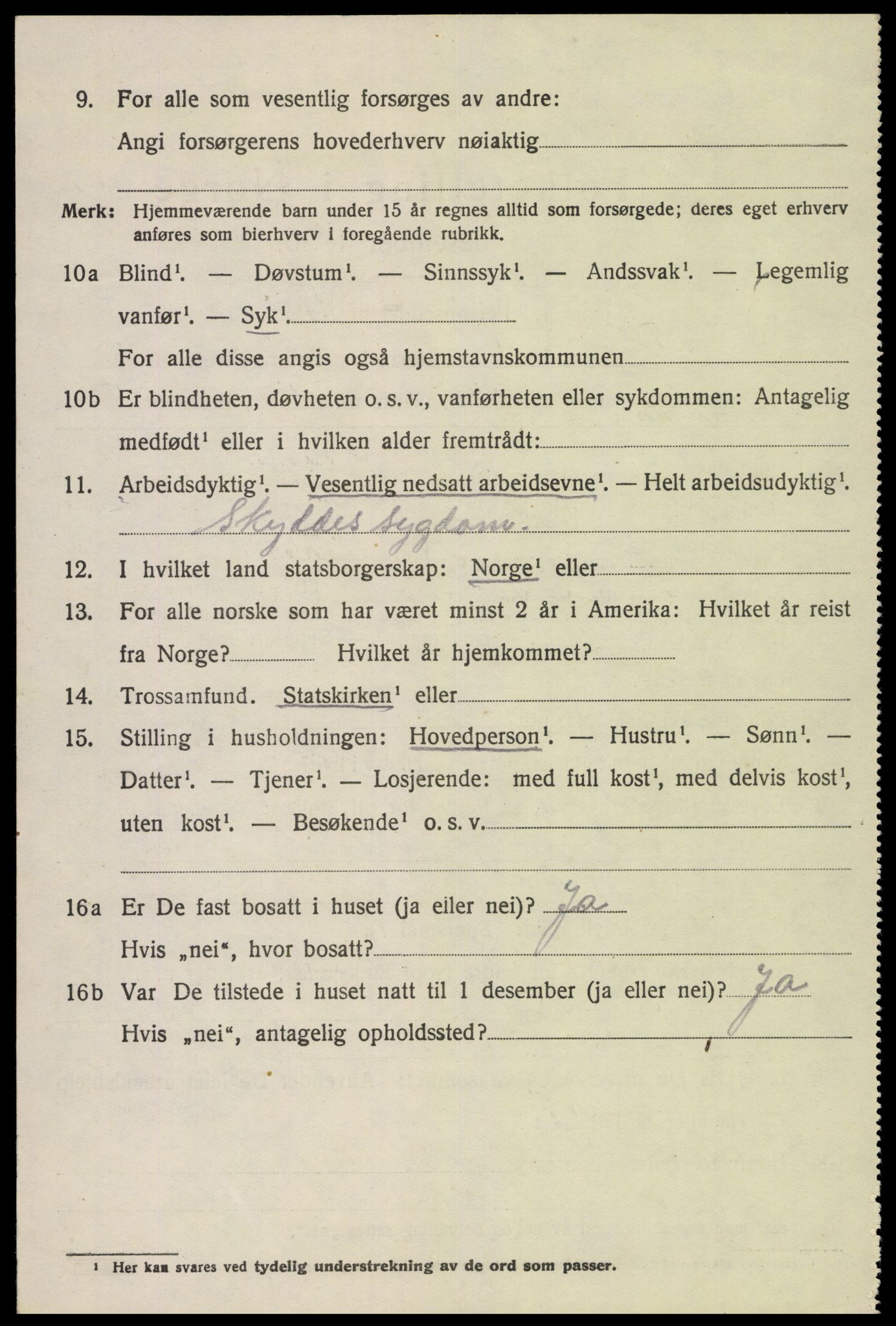 SAK, 1920 census for Fjotland, 1920, p. 919