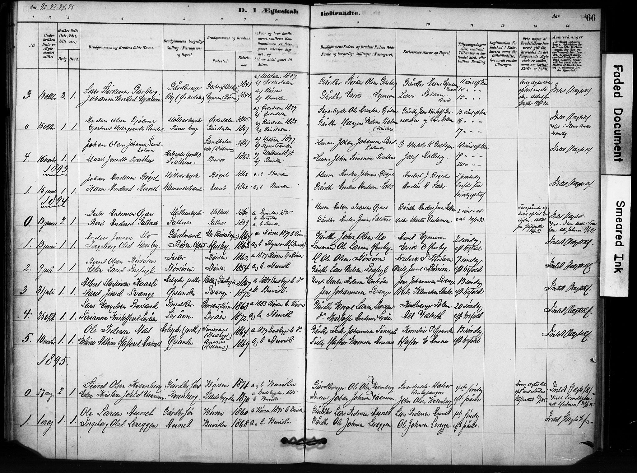 Ministerialprotokoller, klokkerbøker og fødselsregistre - Sør-Trøndelag, SAT/A-1456/666/L0786: Parish register (official) no. 666A04, 1878-1895, p. 66