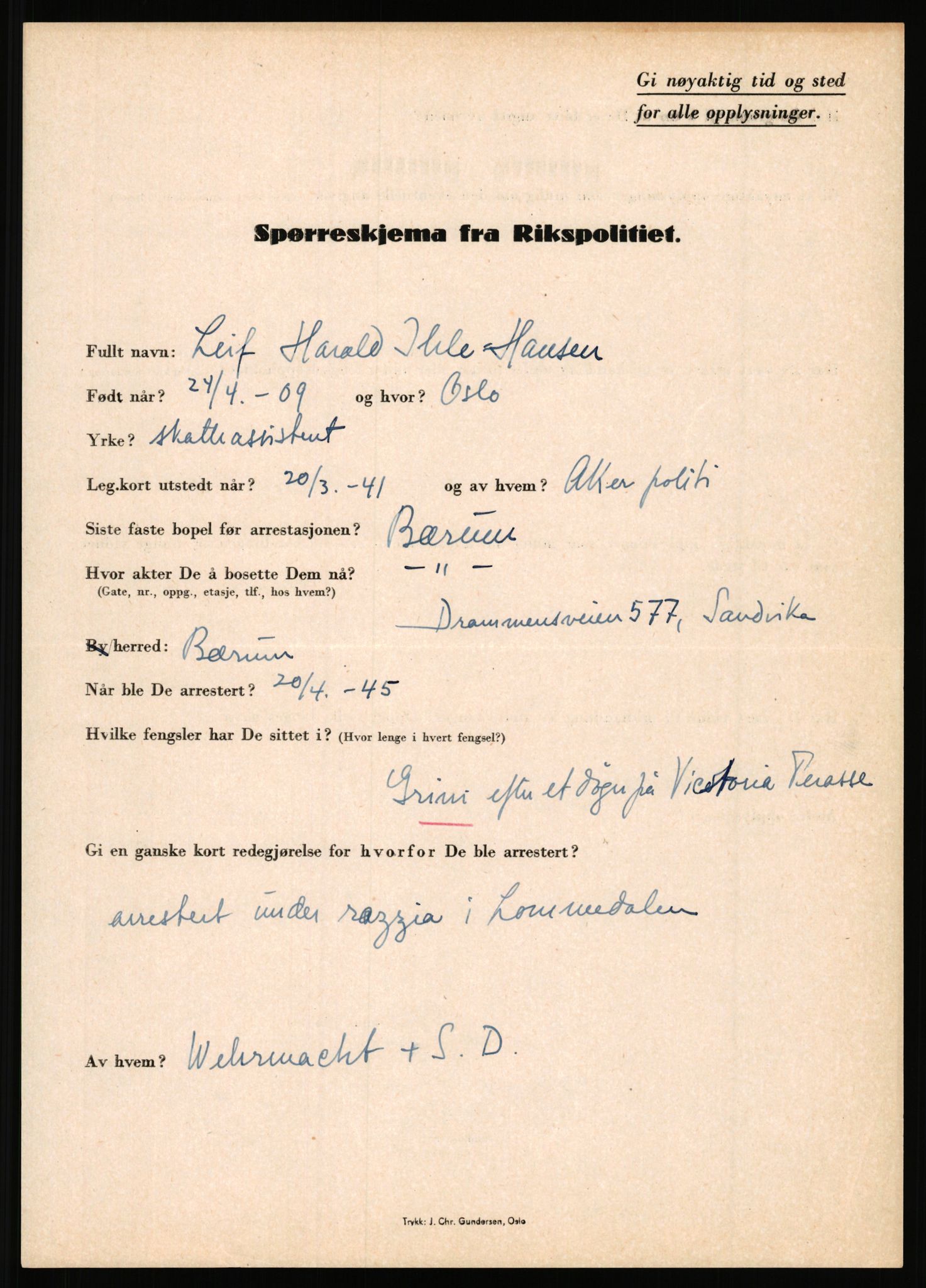 Rikspolitisjefen, AV/RA-S-1560/L/L0006: Hansen, Adolf Boye - Hemstad, Gunnar, 1940-1945, p. 364