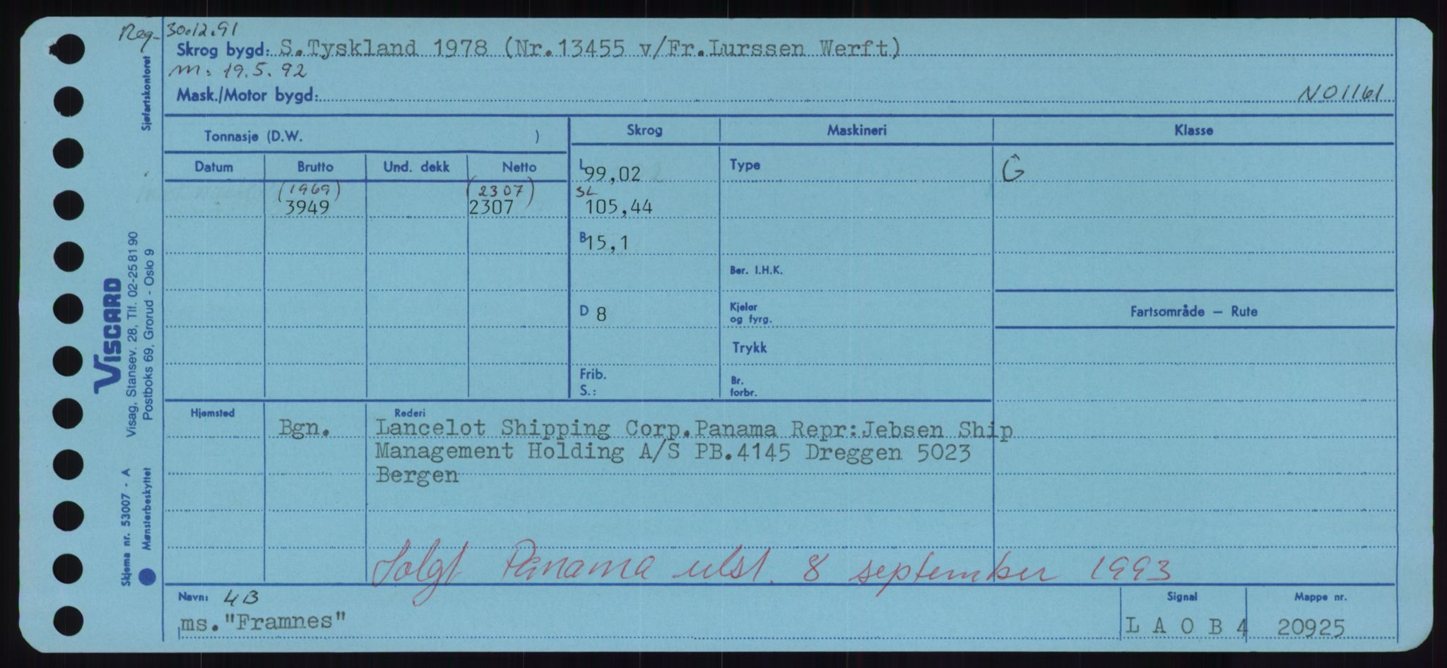 Sjøfartsdirektoratet med forløpere, Skipsmålingen, RA/S-1627/H/Hd/L0011: Fartøy, Fla-Får, p. 283