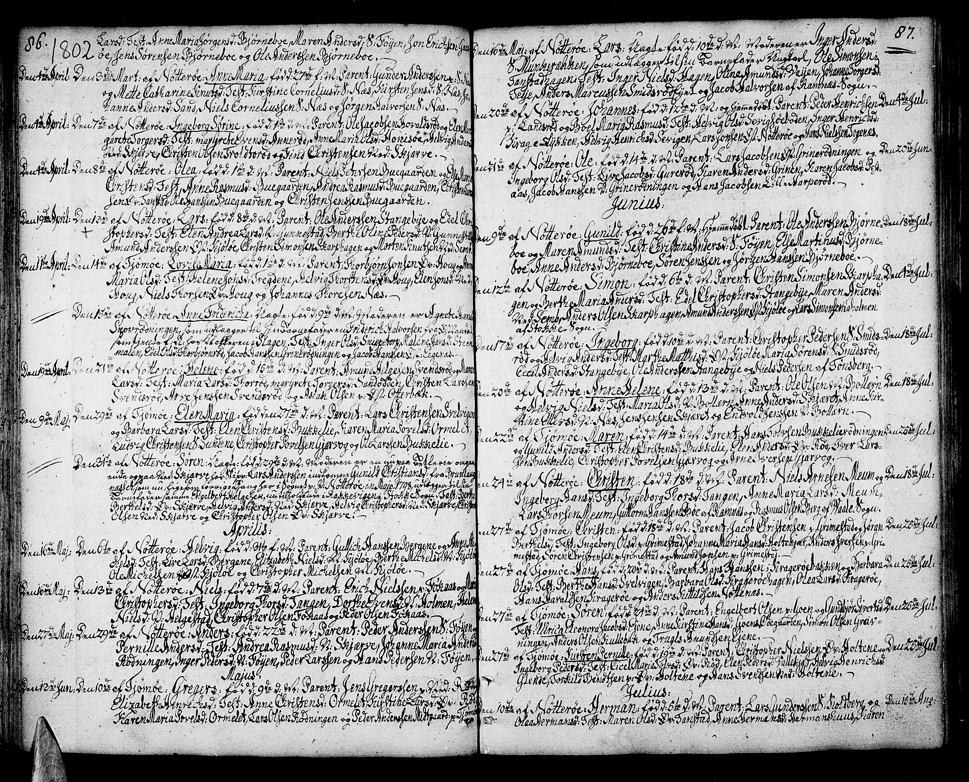 Nøtterøy kirkebøker, AV/SAKO-A-354/F/Fa/L0003: Parish register (official) no. I 3, 1791-1814, p. 86-87