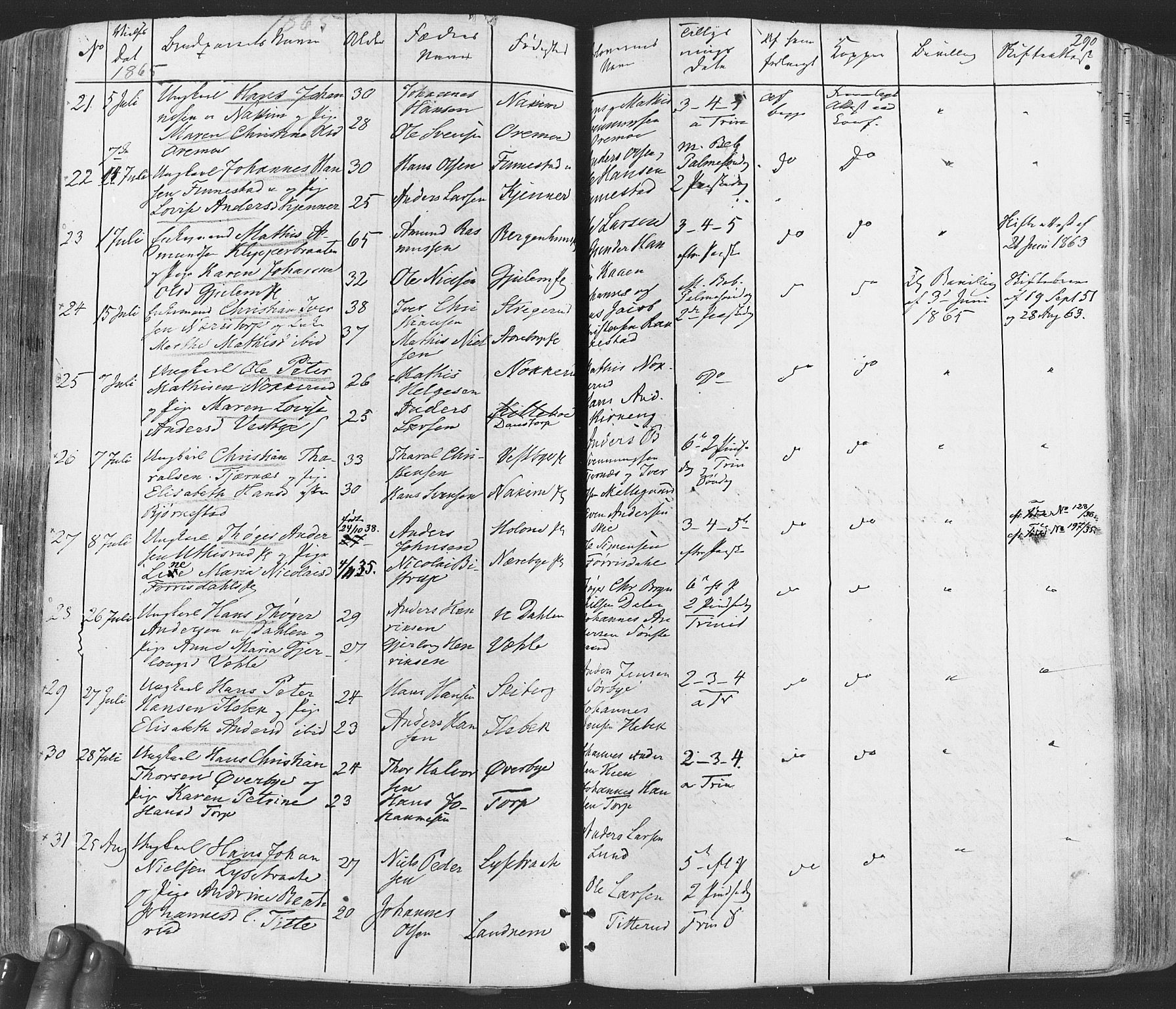 Rakkestad prestekontor Kirkebøker, AV/SAO-A-2008/F/Fa/L0011: Parish register (official) no. I 11, 1862-1877, p. 290