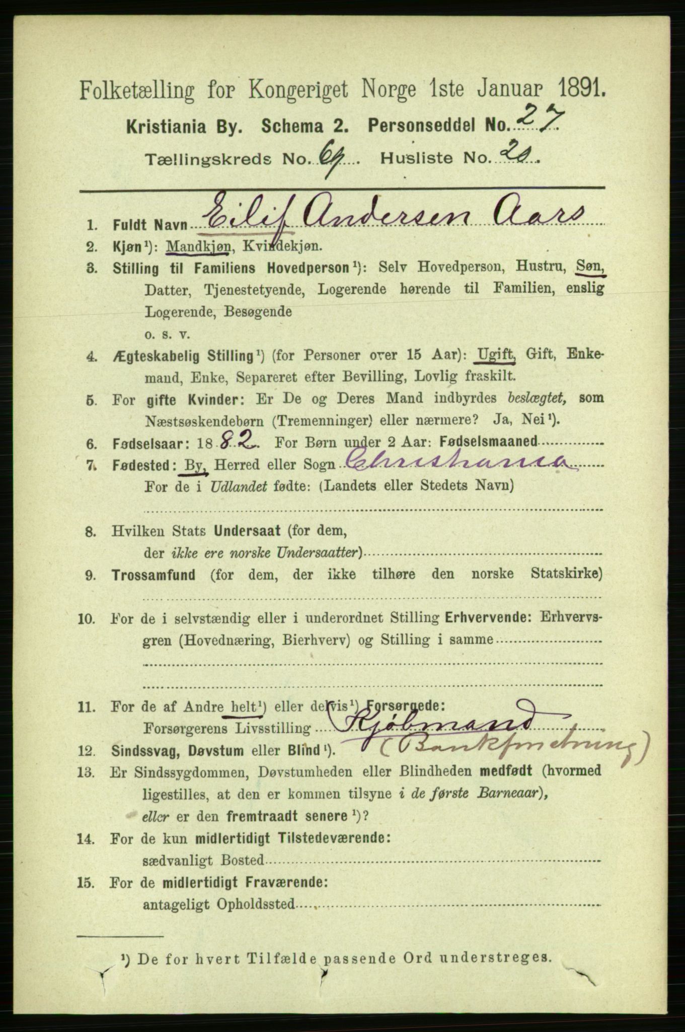 RA, 1891 census for 0301 Kristiania, 1891, p. 38484