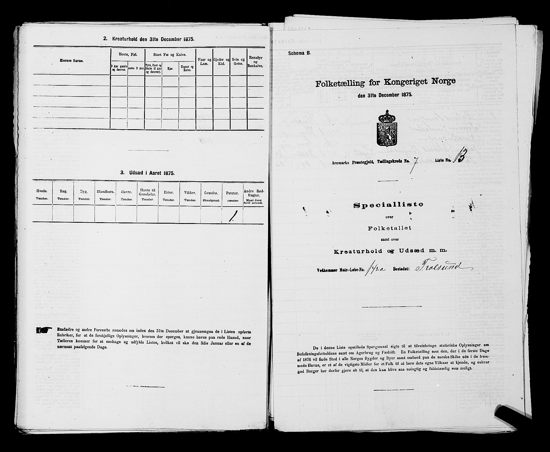 RA, 1875 census for 0118P Aremark, 1875, p. 996