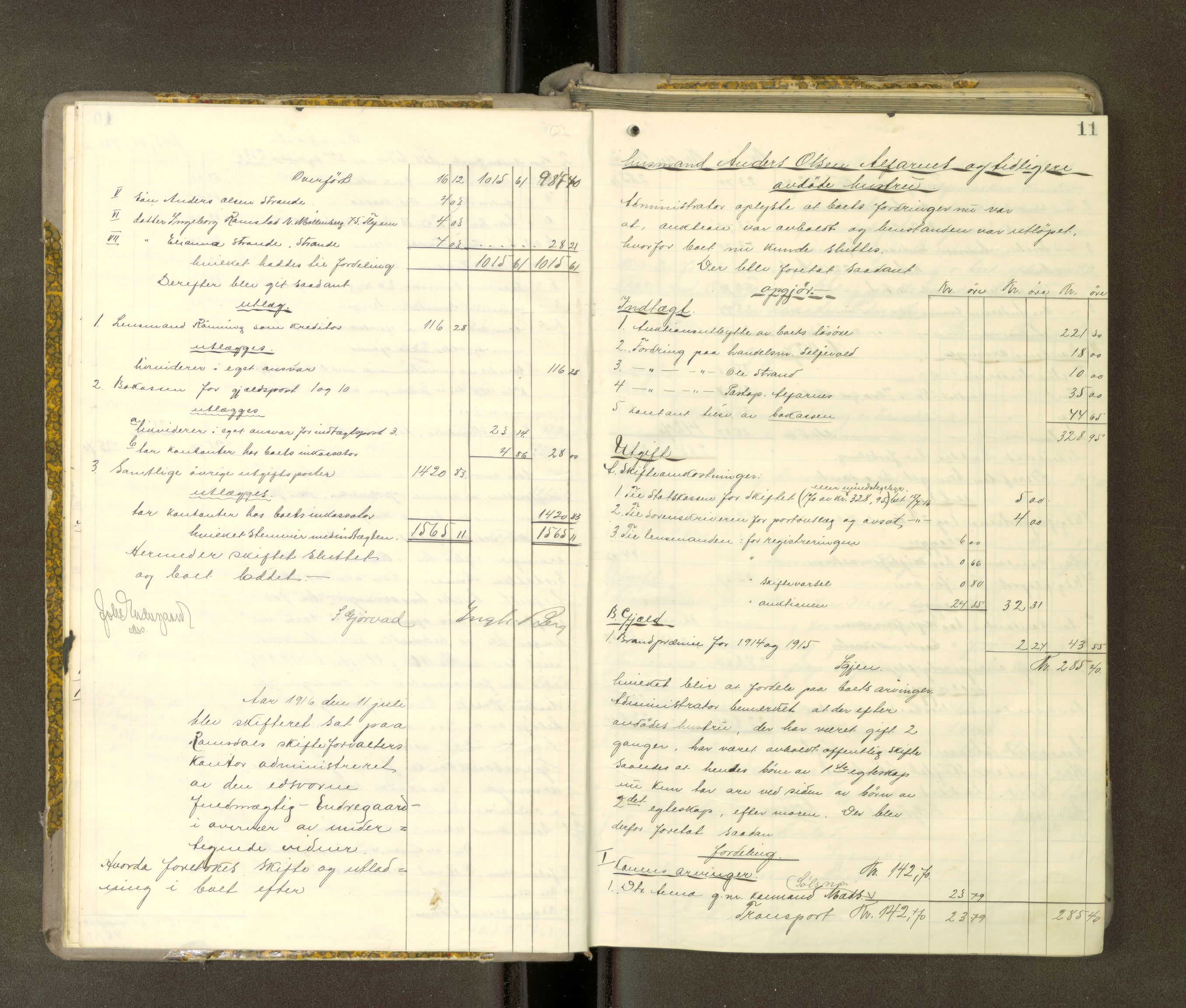 Romsdal sorenskriveri, AV/SAT-A-4149/1/3/3A/L0021: Skifteutlodnings Protokoll 7, 1916-1920, p. 10b-11a