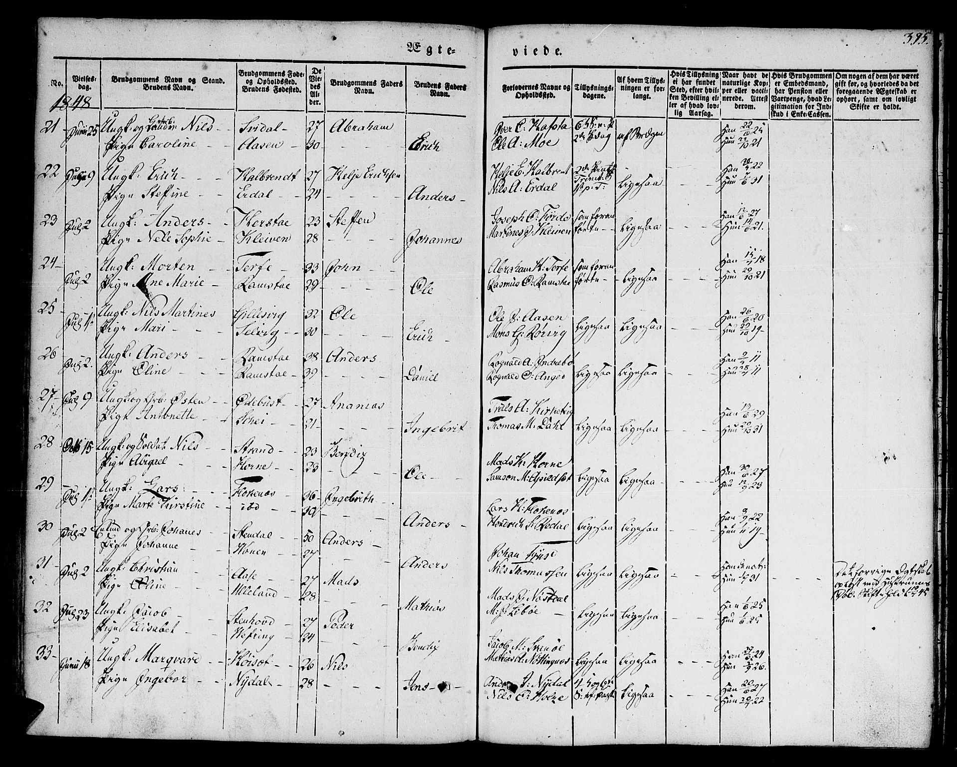 Førde sokneprestembete, SAB/A-79901/H/Haa/Haaa/L0007: Parish register (official) no. A 7, 1843-1860, p. 395