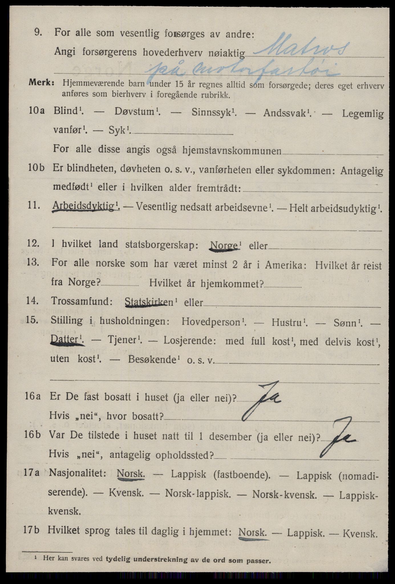 SAT, 1920 census for Jøssund, 1920, p. 1331