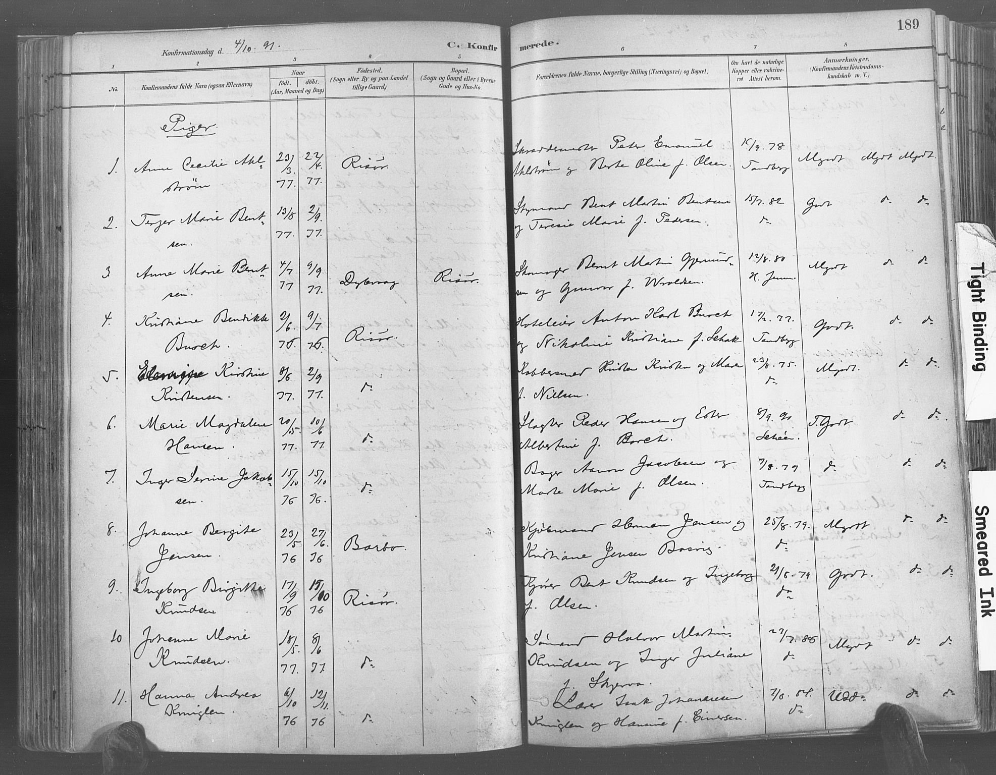 Risør sokneprestkontor, AV/SAK-1111-0035/F/Fa/L0005: Parish register (official) no. A 5, 1883-1895, p. 190