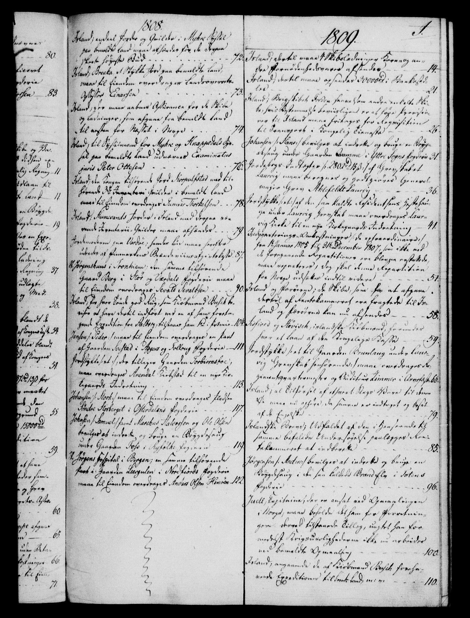 Rentekammeret, Kammerkanselliet, AV/RA-EA-3111/G/Gf/Gfb/L0016: Register til norske relasjons- og resolusjonsprotokoller (merket RK 52.111), 1801-1814, p. 92