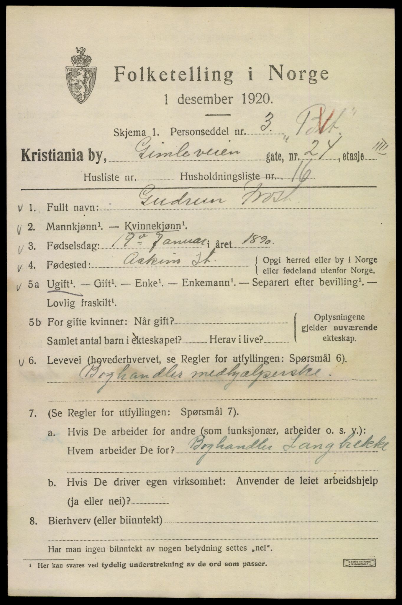 SAO, 1920 census for Kristiania, 1920, p. 248047