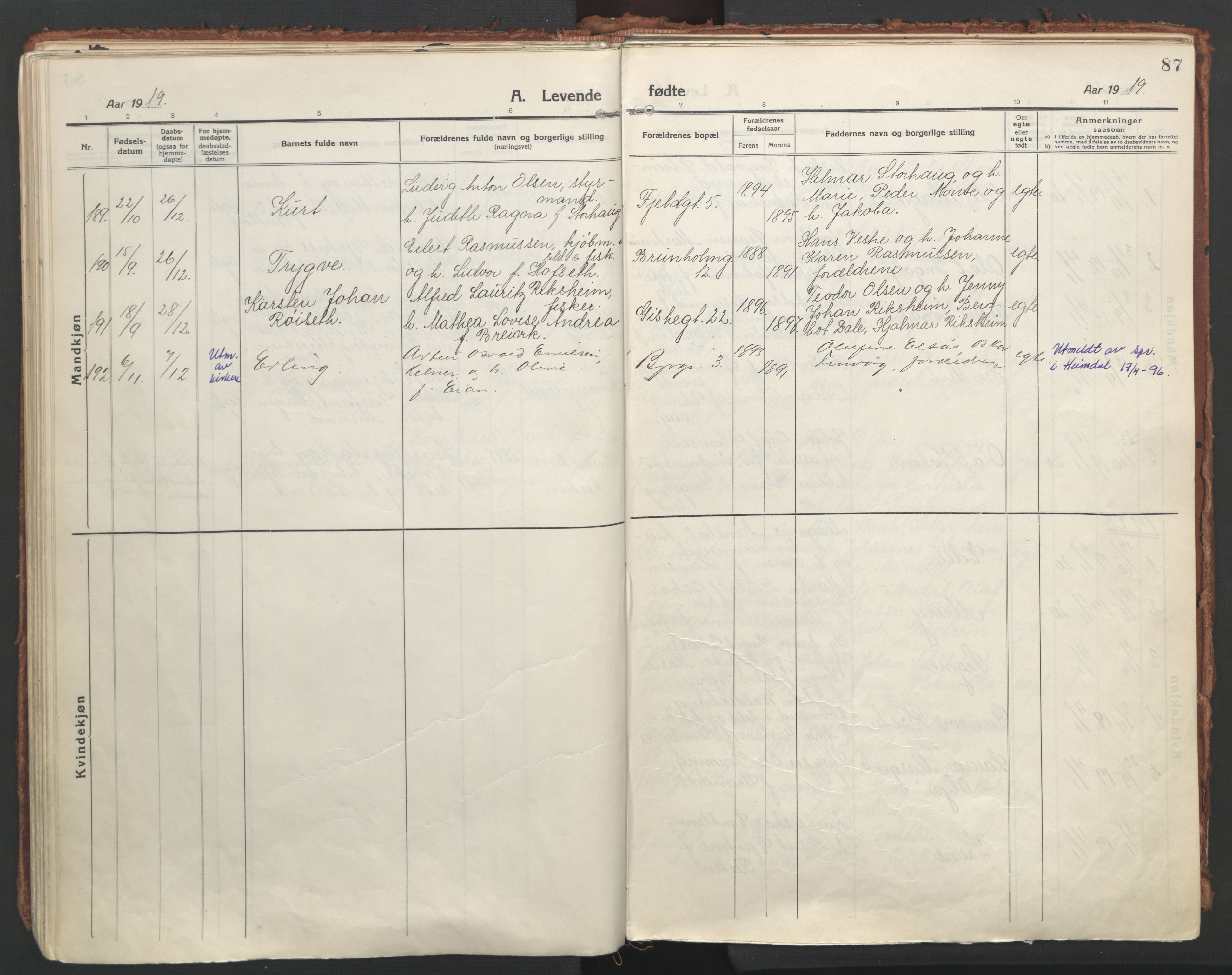 Ministerialprotokoller, klokkerbøker og fødselsregistre - Møre og Romsdal, AV/SAT-A-1454/529/L0462: Parish register (official) no. 529A12, 1917-1924, p. 87