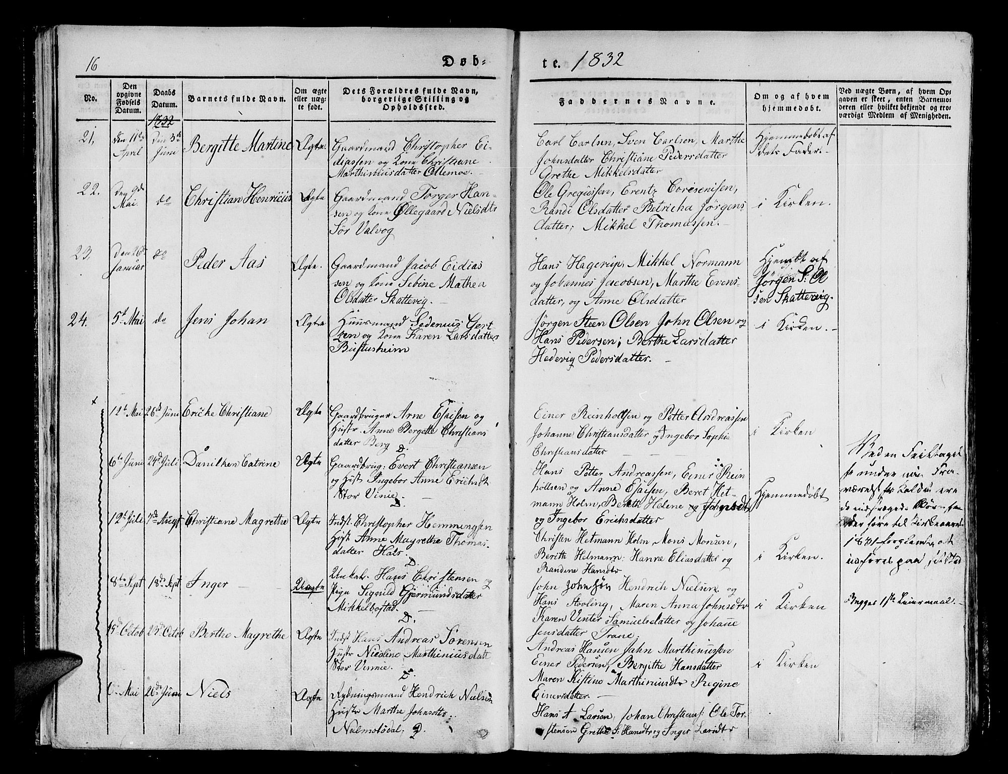 Tranøy sokneprestkontor, SATØ/S-1313/I/Ia/Iaa/L0005kirke: Parish register (official) no. 5, 1829-1844, p. 16