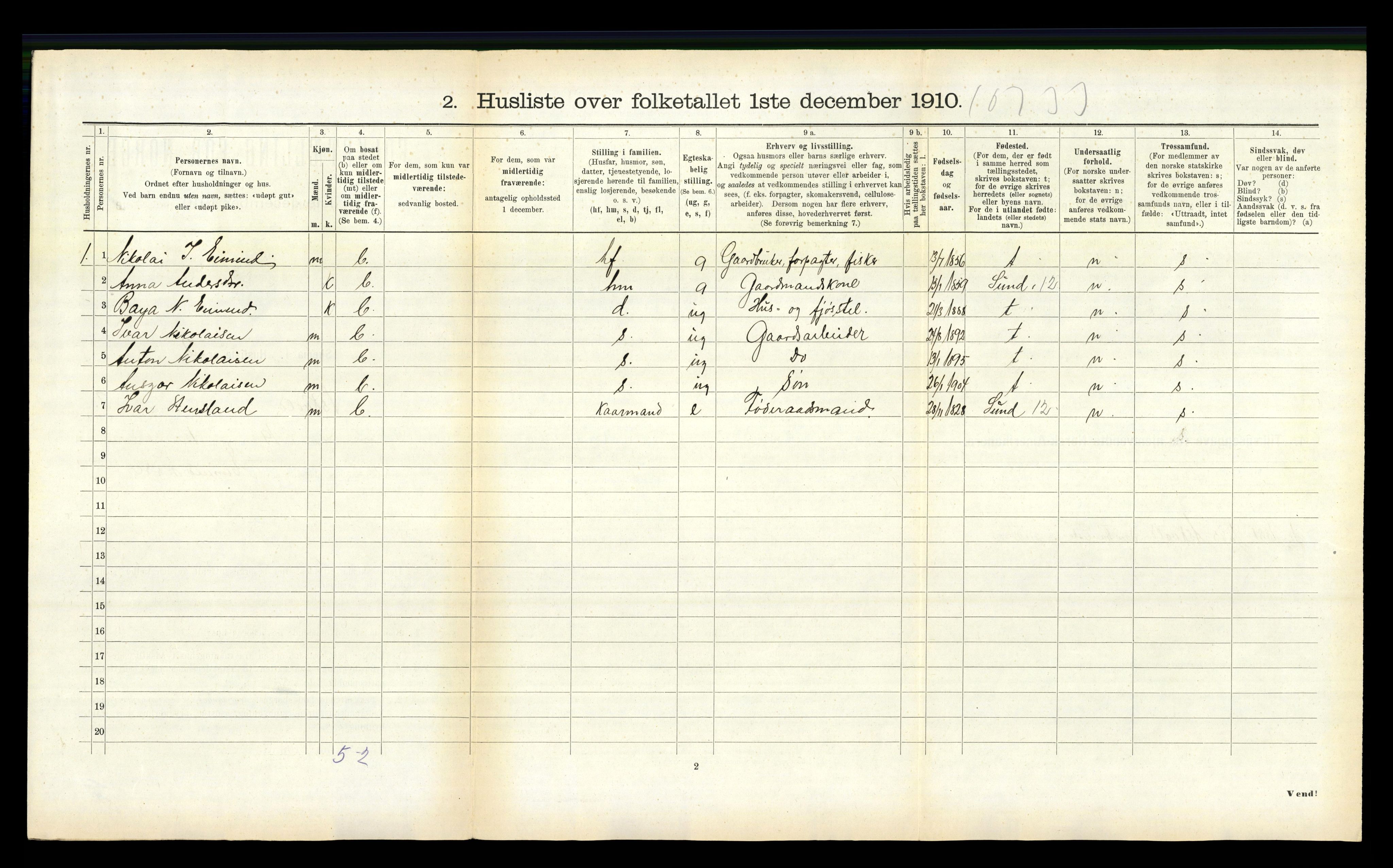 RA, 1910 census for Askvoll, 1910, p. 214