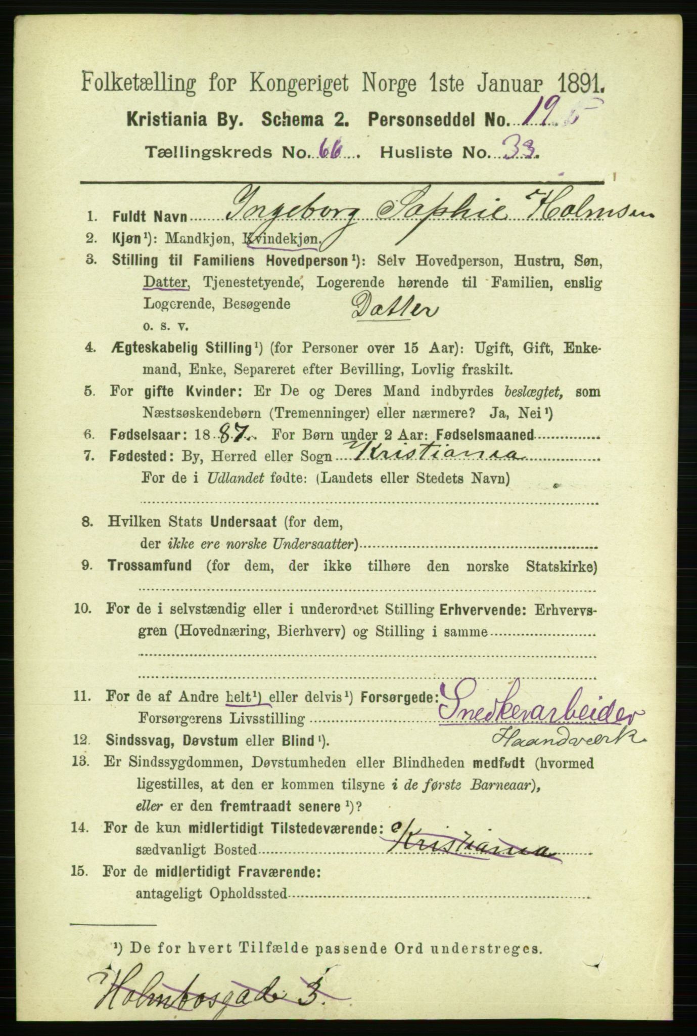 RA, 1891 census for 0301 Kristiania, 1891, p. 36262