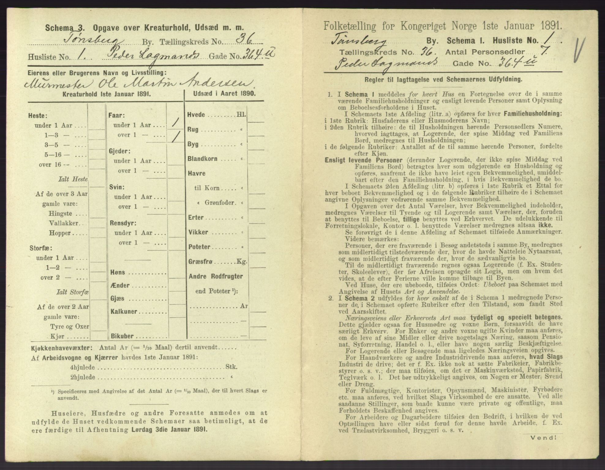 RA, 1891 census for 0705 Tønsberg, 1891, p. 1028