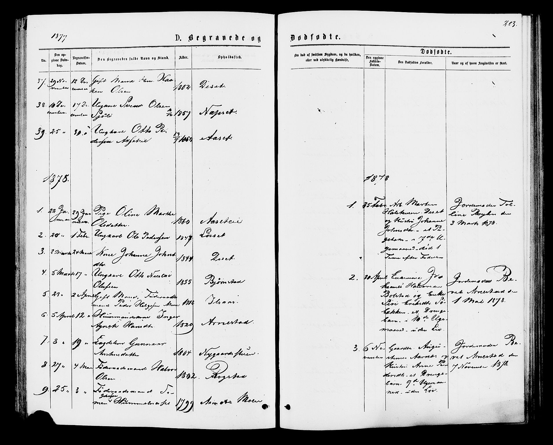 Åmot prestekontor, Hedmark, SAH/PREST-056/H/Ha/Haa/L0009: Parish register (official) no. 9, 1875-1883, p. 203