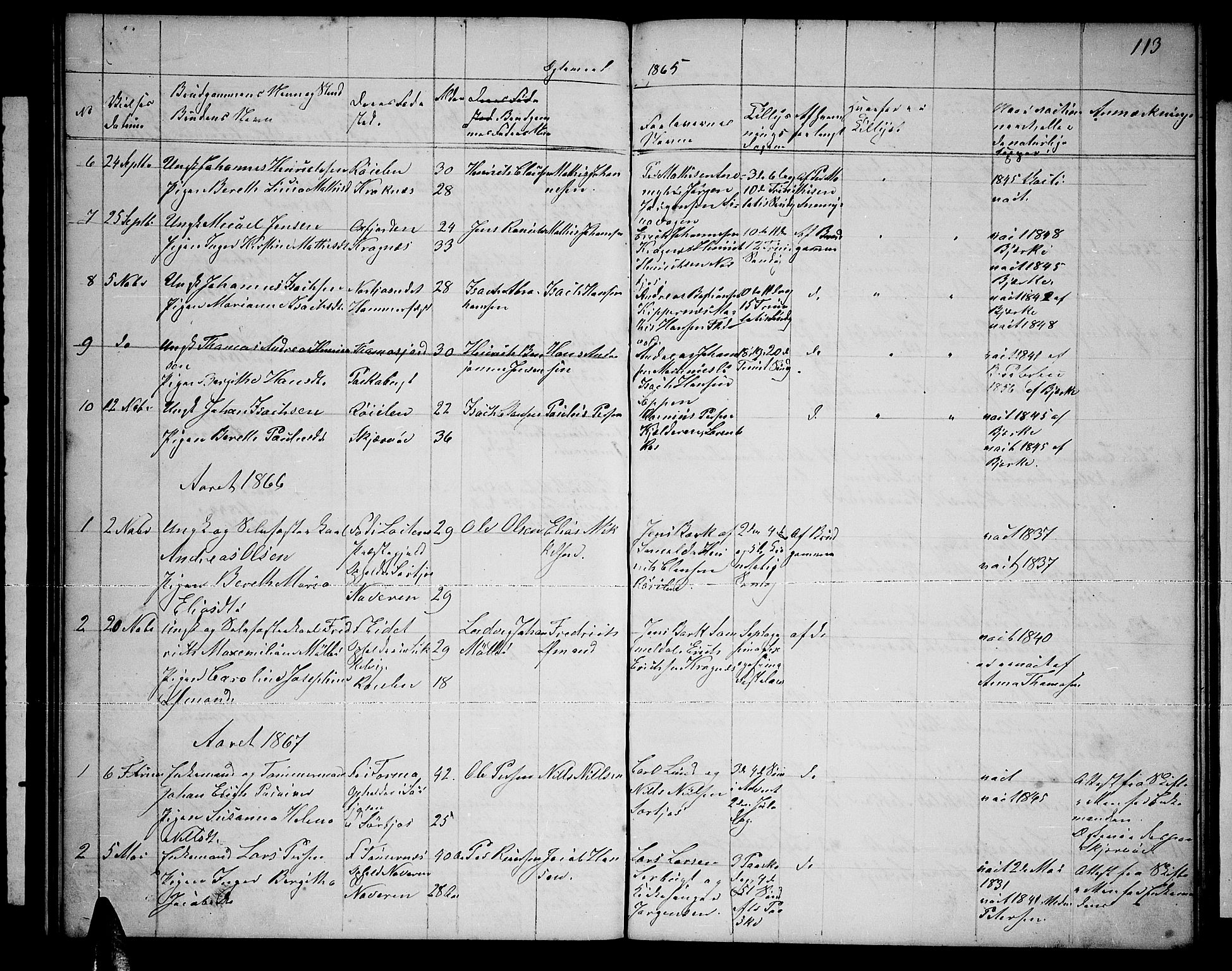 Skjervøy sokneprestkontor, SATØ/S-1300/H/Ha/Hab/L0019klokker: Parish register (copy) no. 19, 1863-1877, p. 113