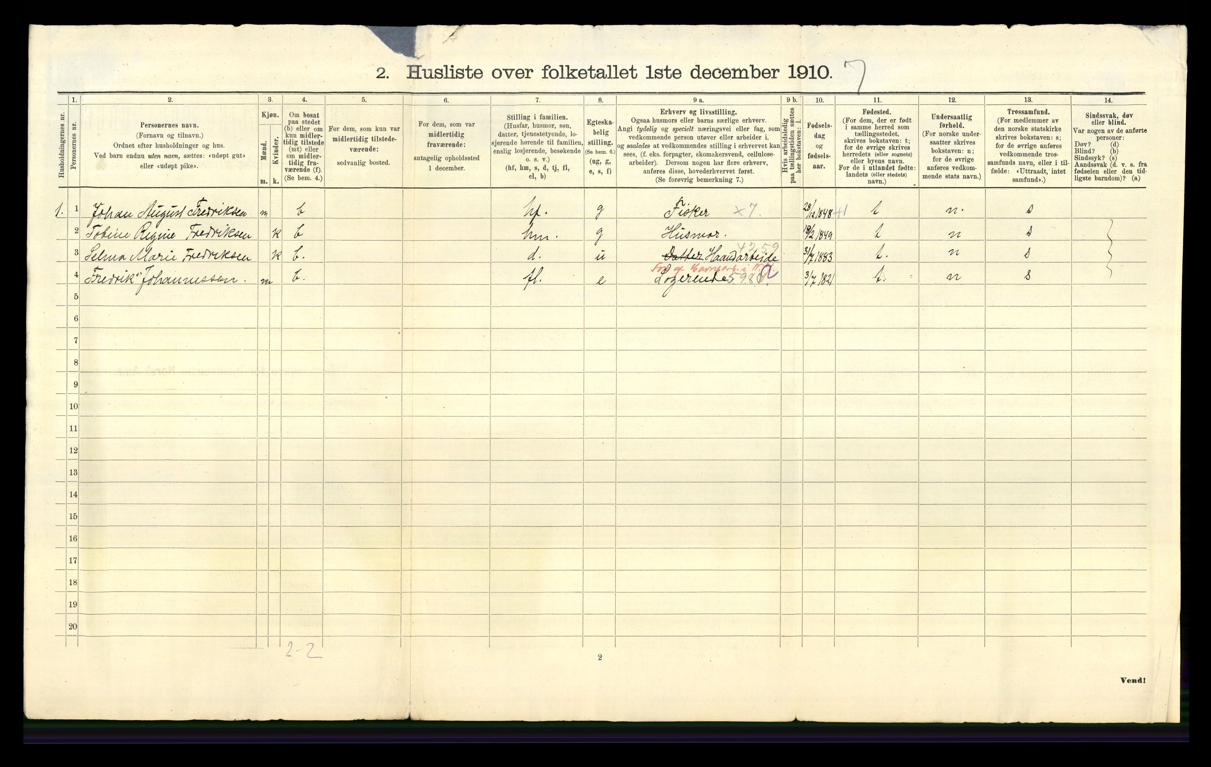 RA, 1910 census for Vanse, 1910, p. 80