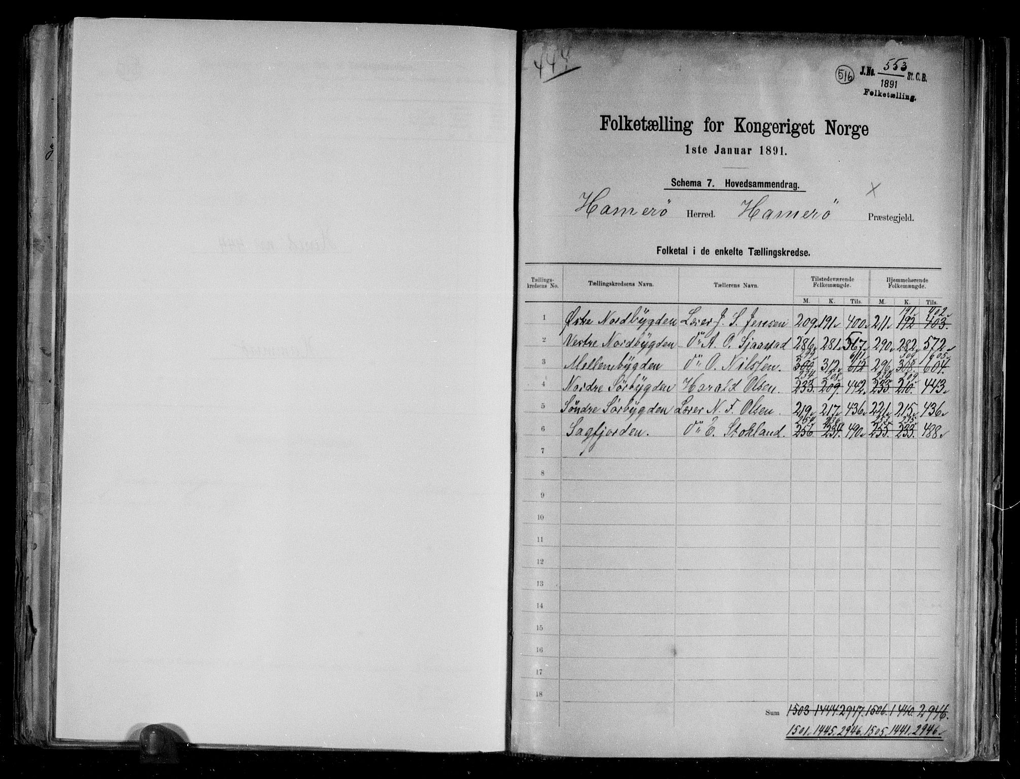 RA, 1891 census for 1849 Hamarøy, 1891, p. 2
