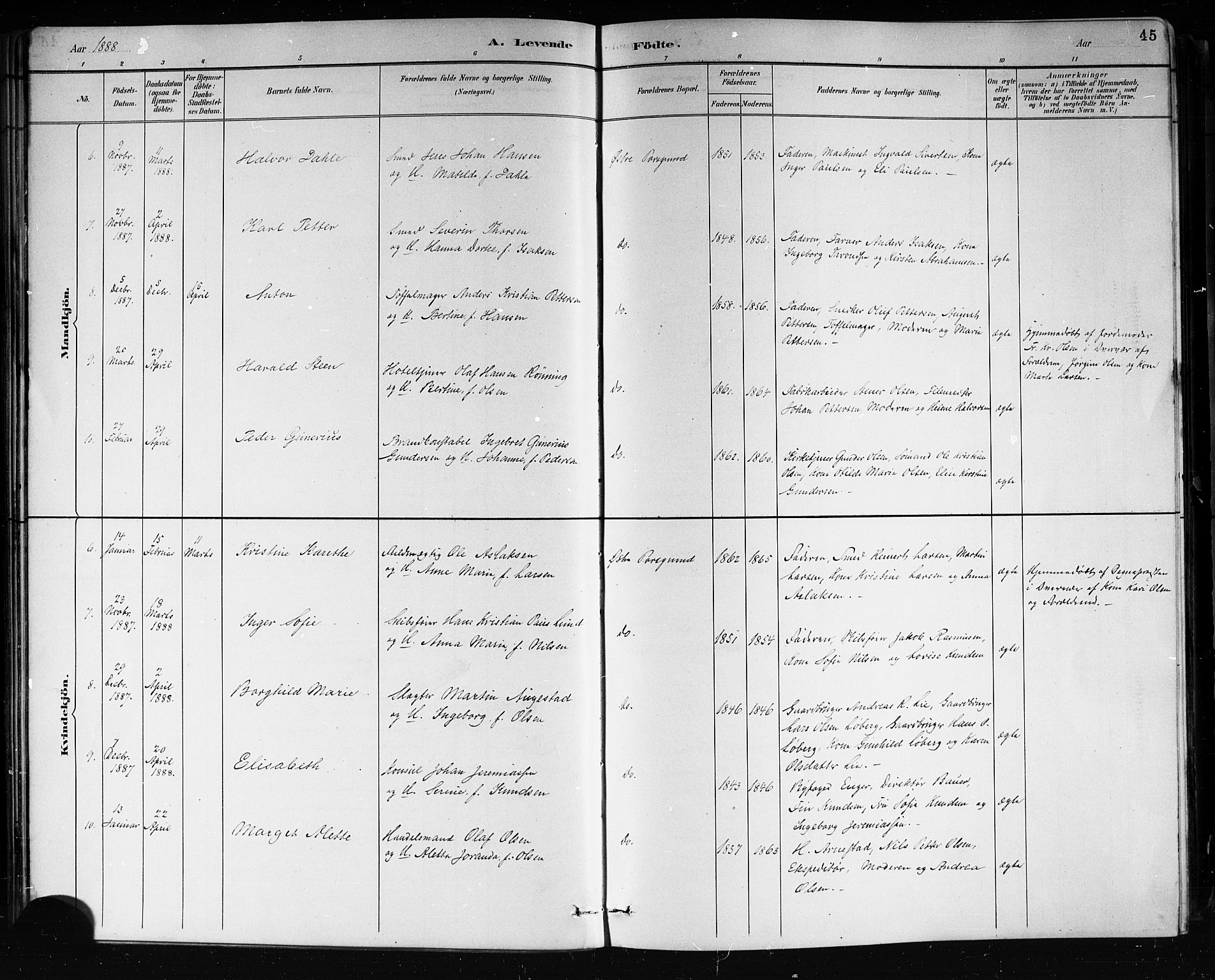 Porsgrunn kirkebøker , SAKO/A-104/G/Gb/L0005: Parish register (copy) no. II 5, 1883-1915, p. 45