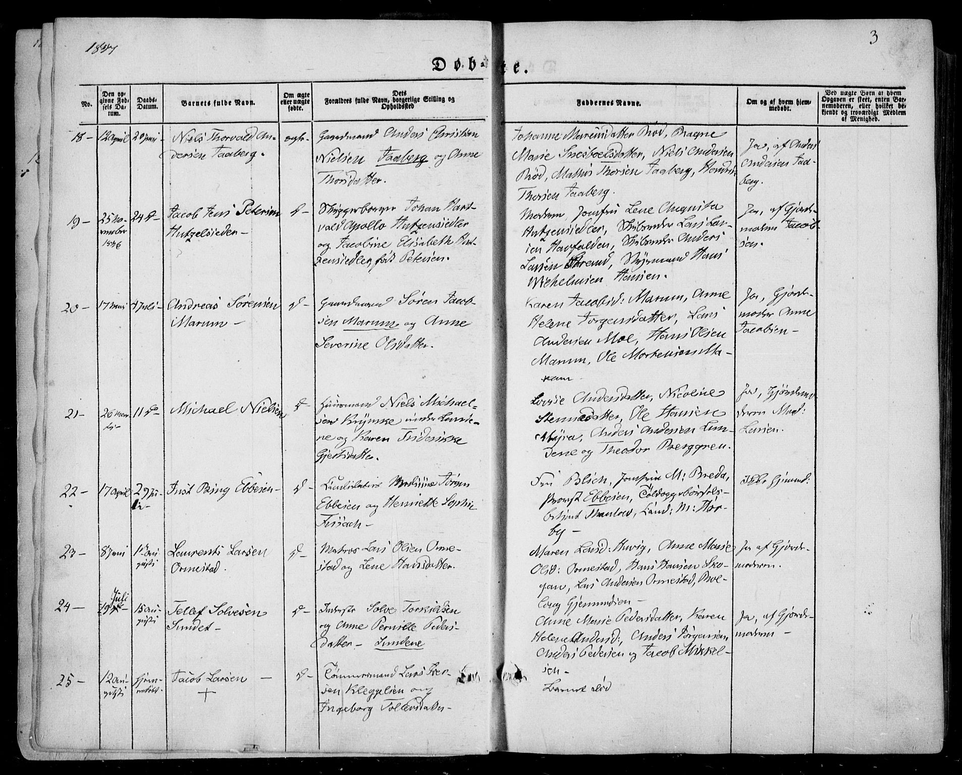 Sandar kirkebøker, SAKO/A-243/F/Fa/L0006: Parish register (official) no. 6, 1847-1860, p. 3