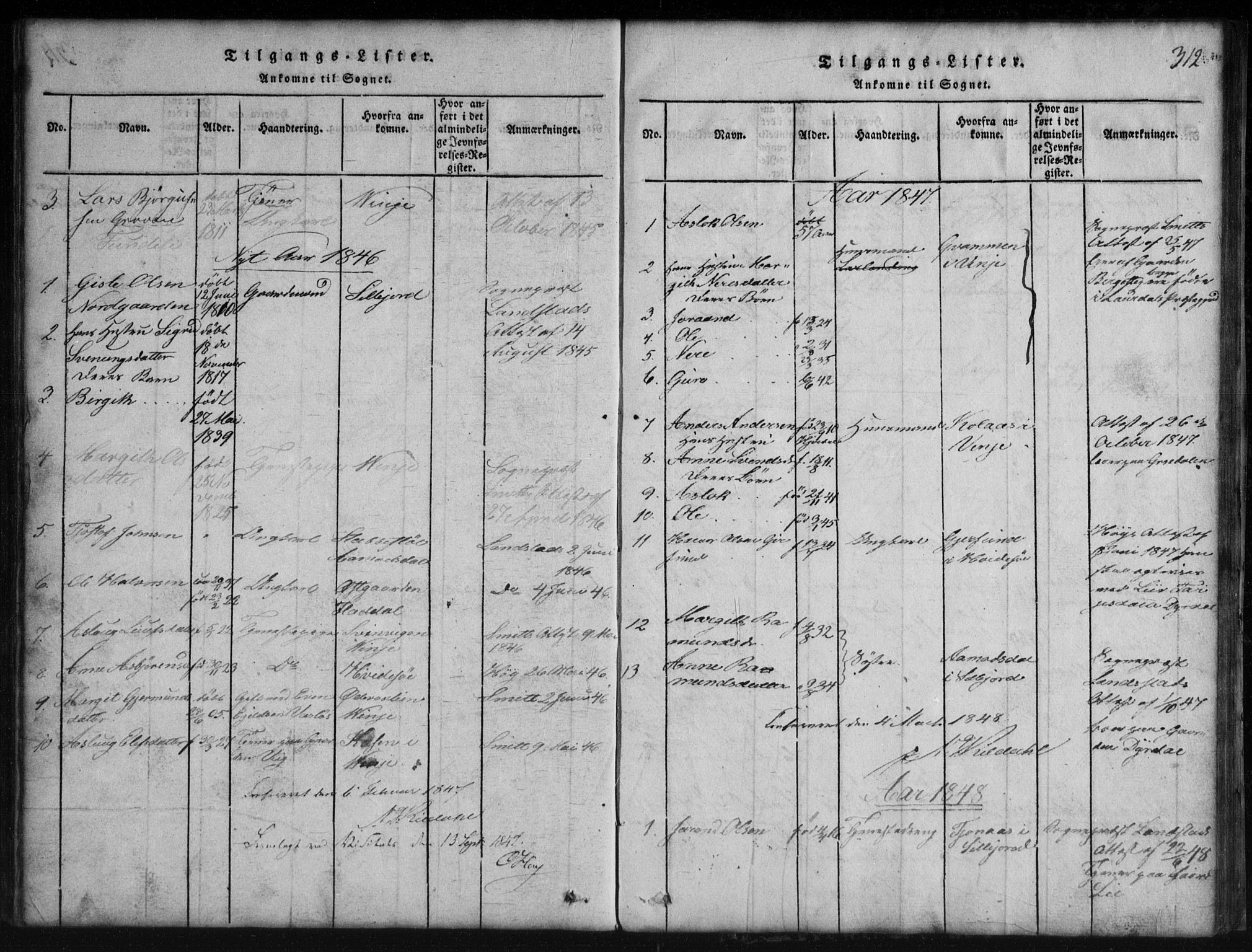 Rauland kirkebøker, SAKO/A-292/G/Gb/L0001: Parish register (copy) no. II 1, 1815-1886, p. 312