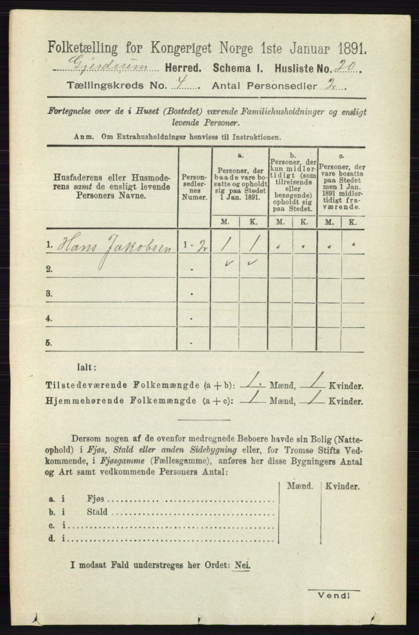 RA, 1891 census for 0234 Gjerdrum, 1891, p. 1769