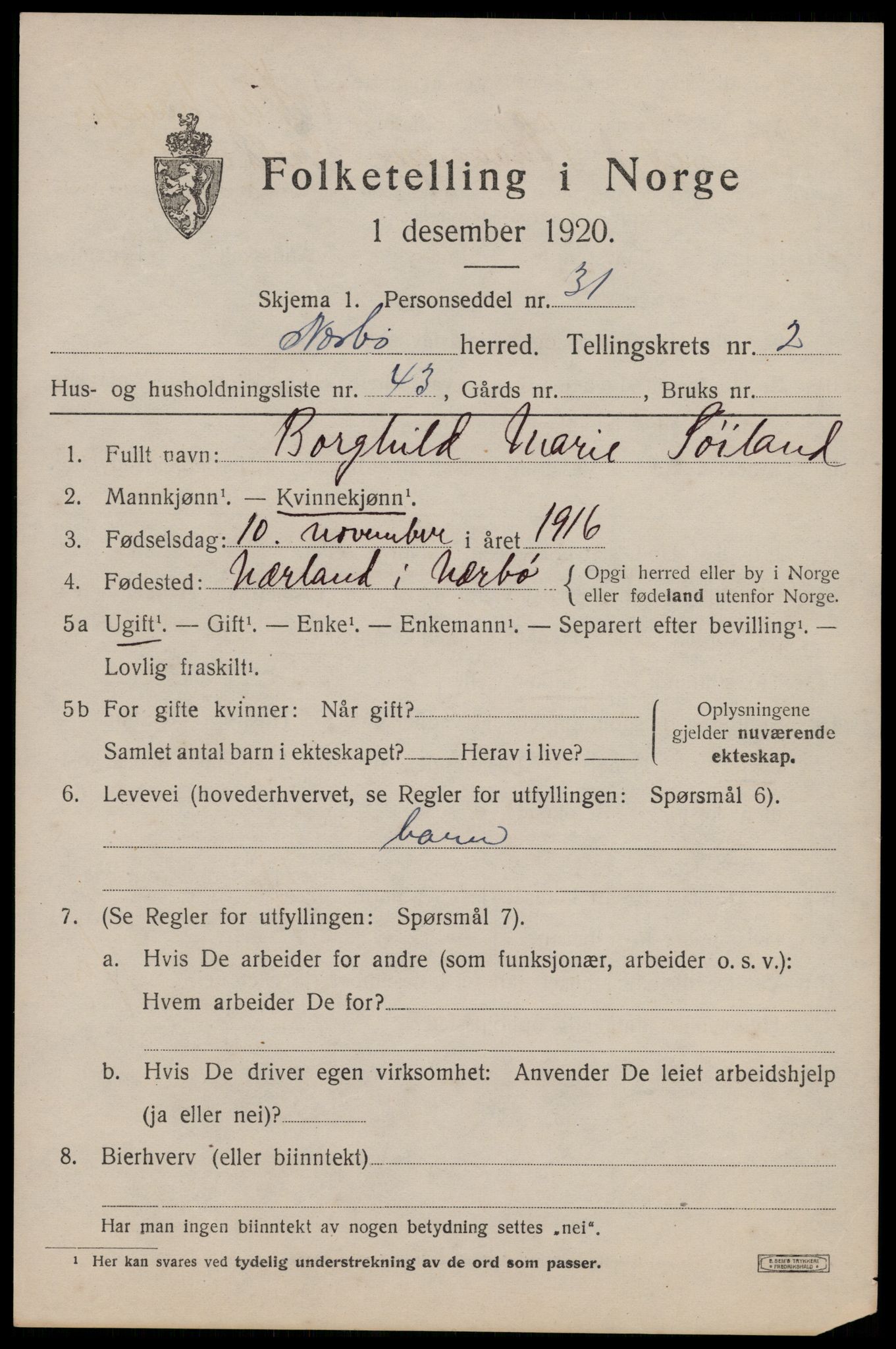 SAST, 1920 census for Nærbø, 1920, p. 2085