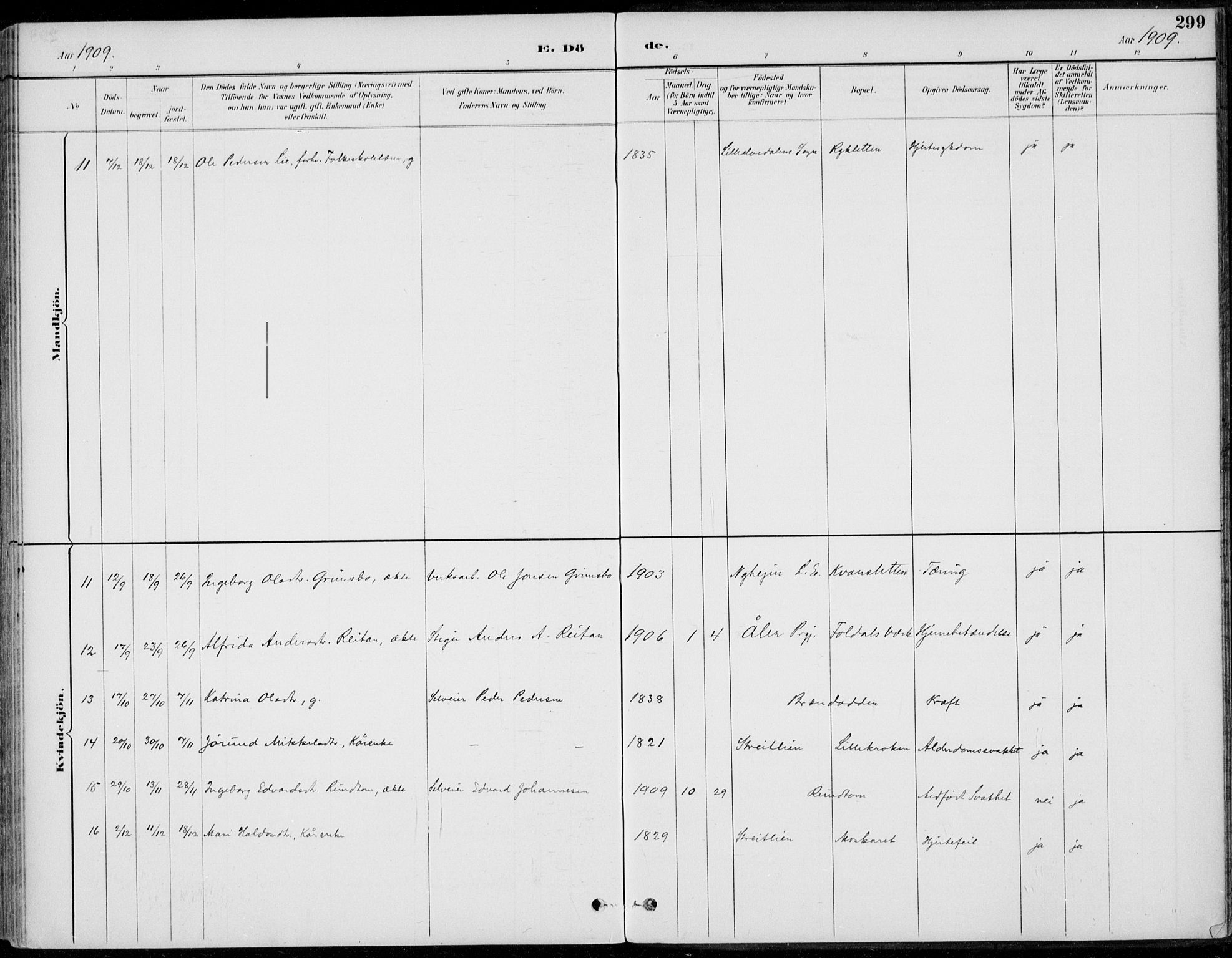 Alvdal prestekontor, AV/SAH-PREST-060/H/Ha/Haa/L0003: Parish register (official) no. 3, 1886-1912, p. 299