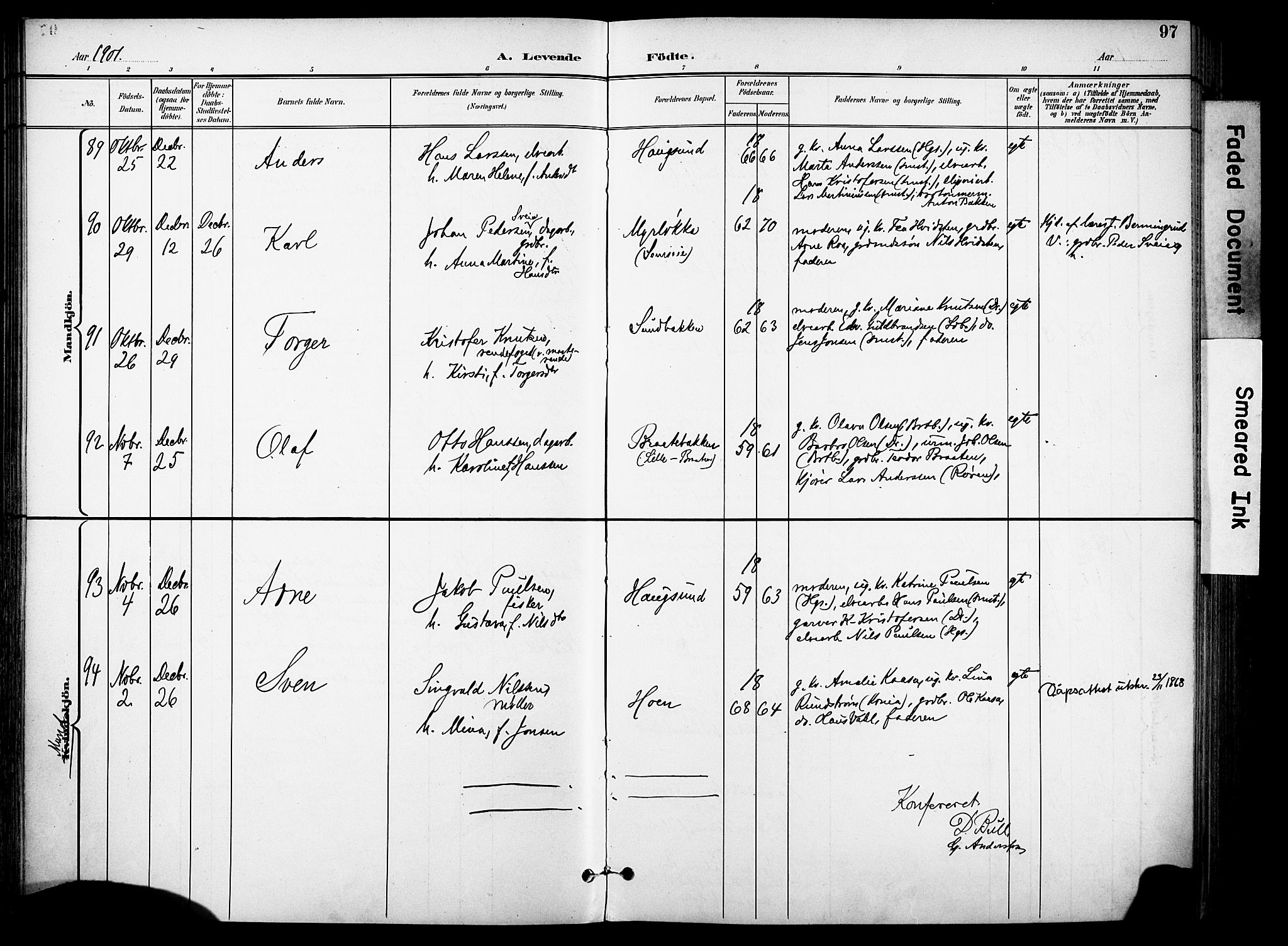 Eiker kirkebøker, AV/SAKO-A-4/F/Fb/L0003: Parish register (official) no. II 3, 1896-1942, p. 97