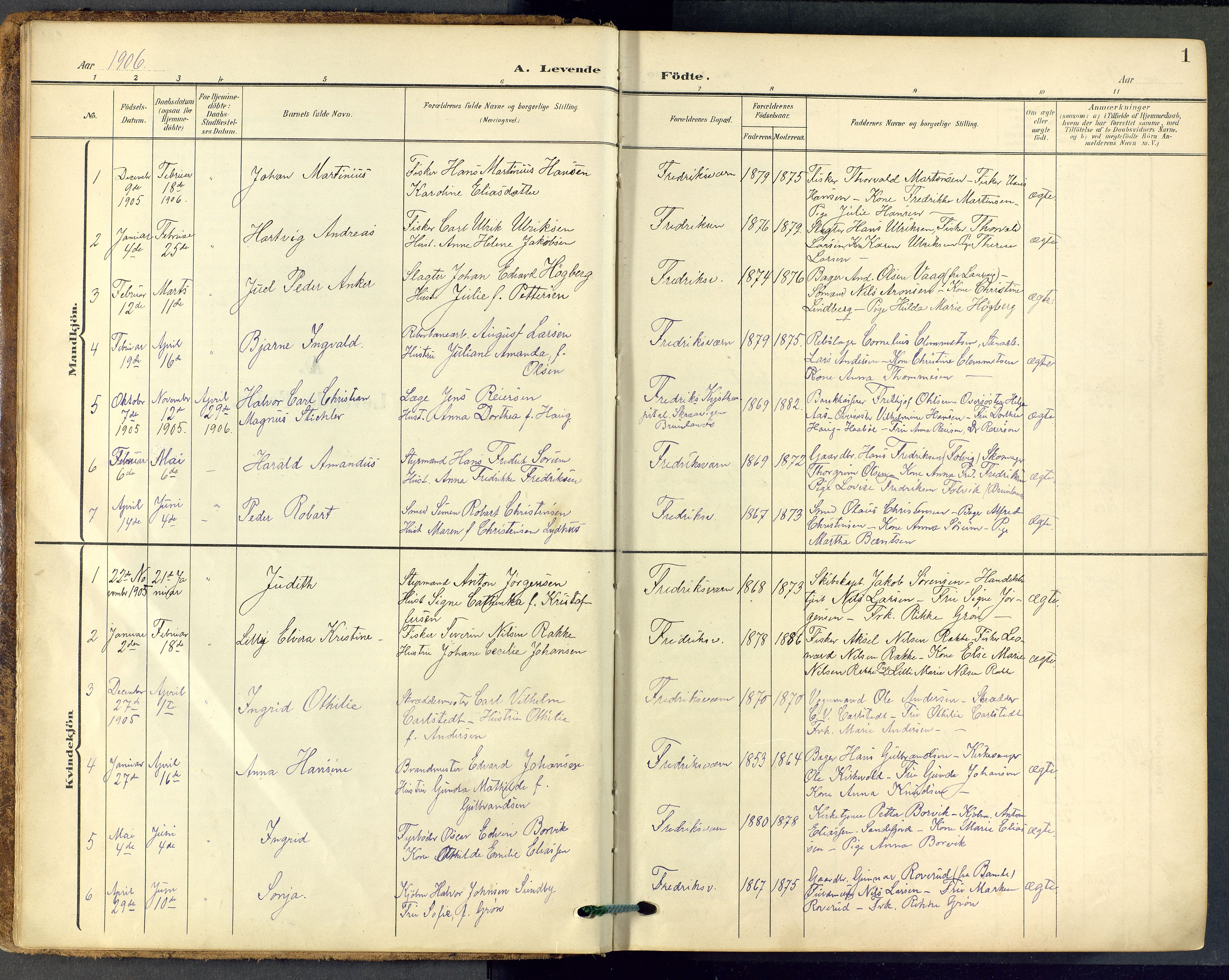 Stavern kirkebøker, SAKO/A-318/F/Fa/L0009: Parish register (official) no. 9, 1906-1955, p. 1