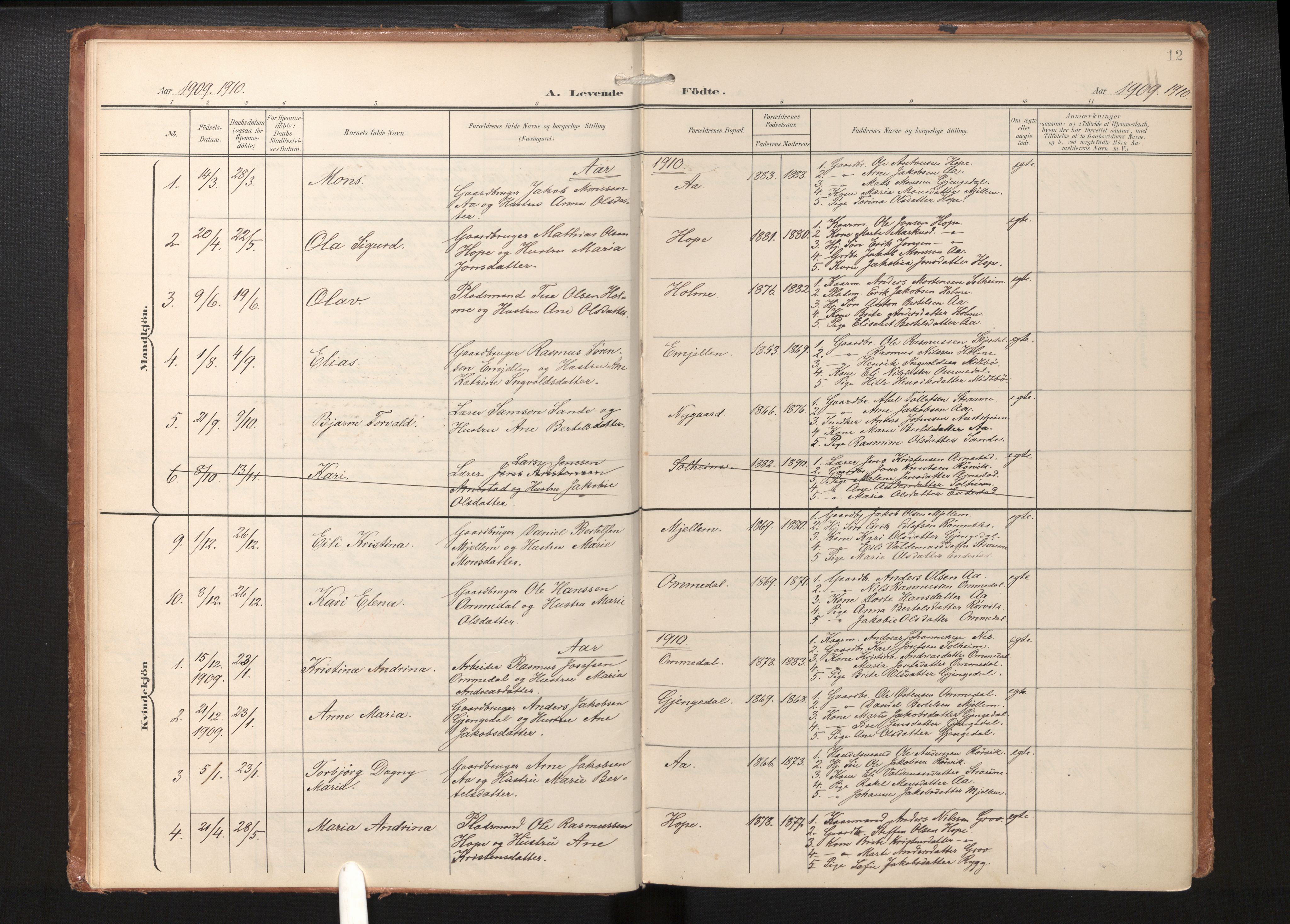 Gloppen sokneprestembete, AV/SAB-A-80101/H/Haa/Haae/L0002: Parish register (official) no. E 2, 1904-1925, p. 11b-12a