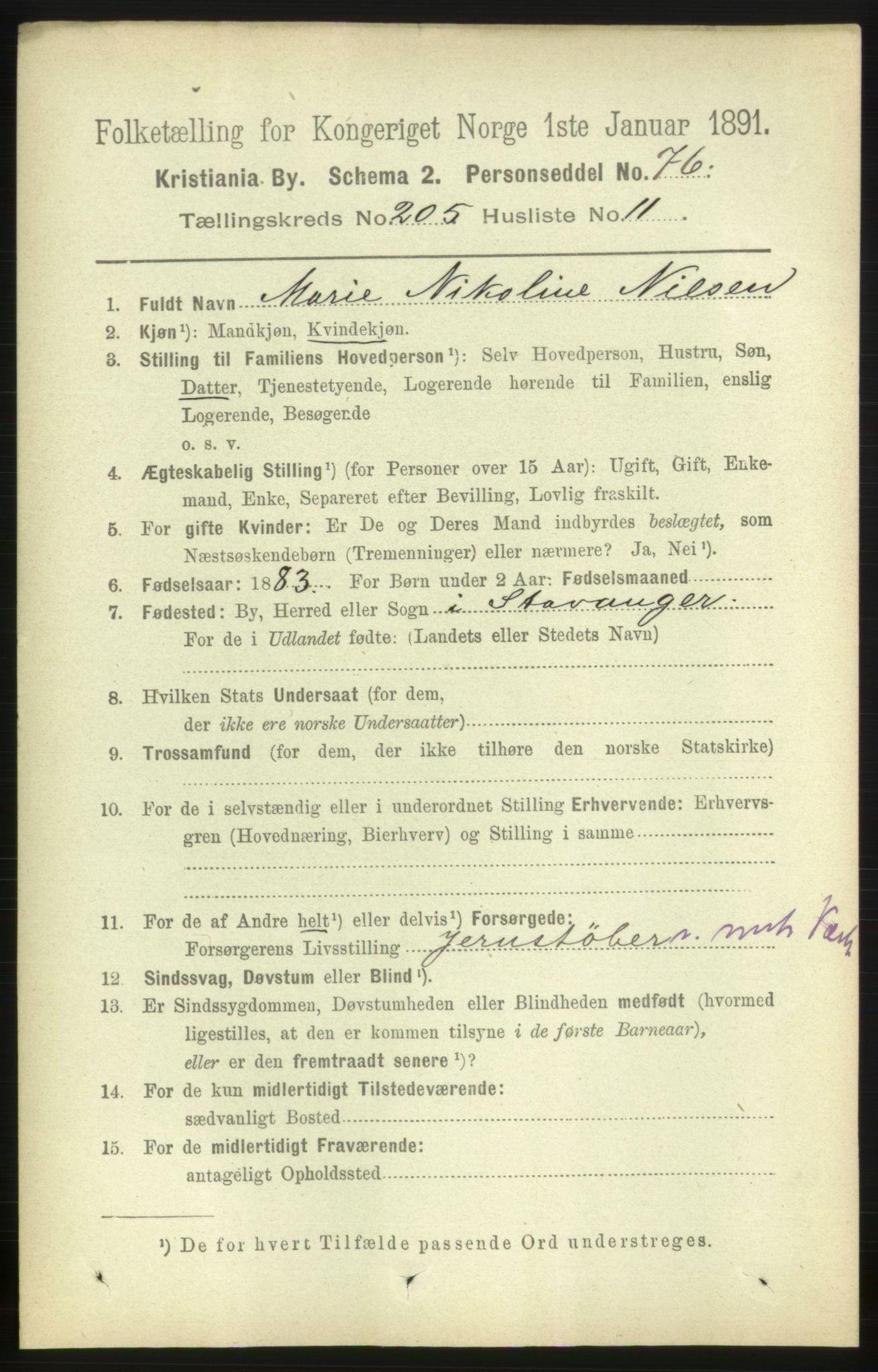 RA, 1891 census for 0301 Kristiania, 1891, p. 123811