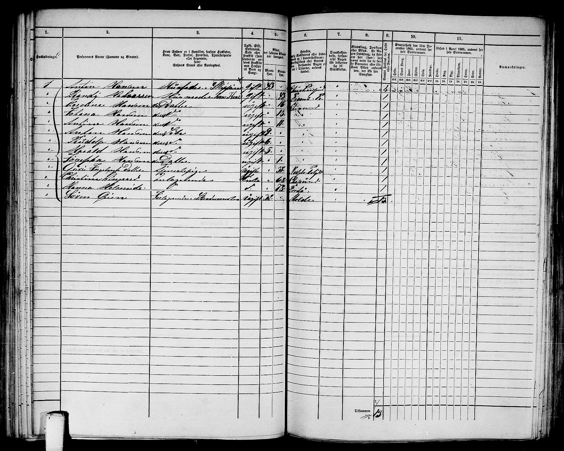 RA, 1865 census for Kristiansund/Kristiansund, 1865, p. 211