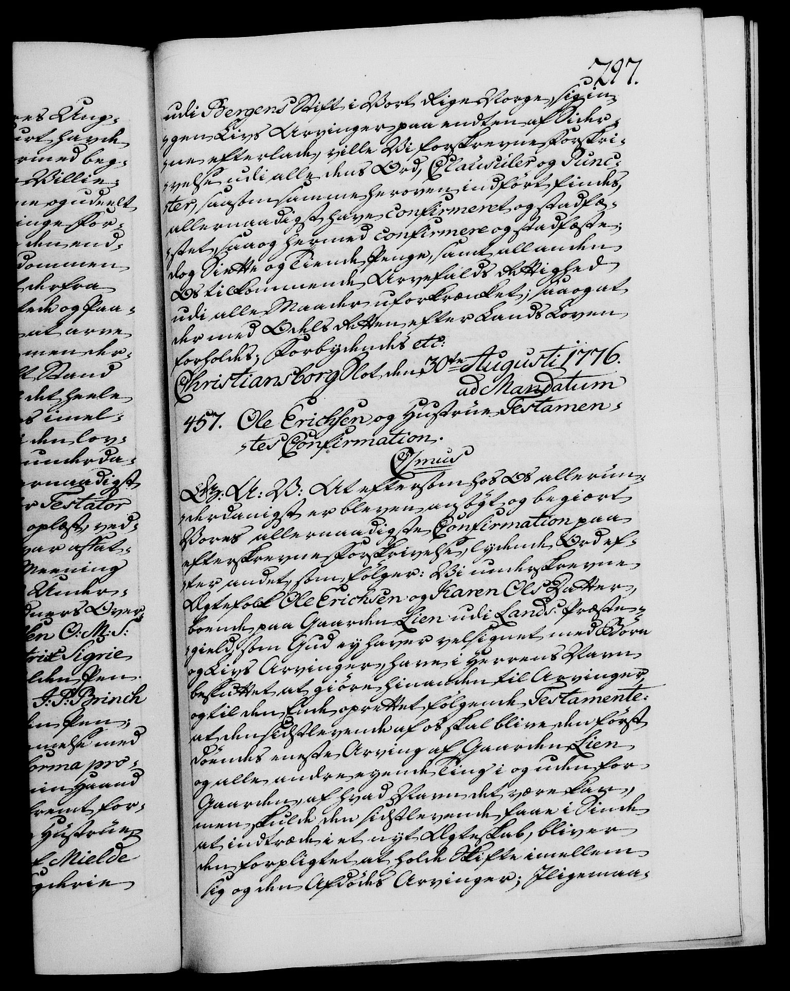 Danske Kanselli 1572-1799, RA/EA-3023/F/Fc/Fca/Fcaa/L0047: Norske registre, 1776-1778, p. 297a