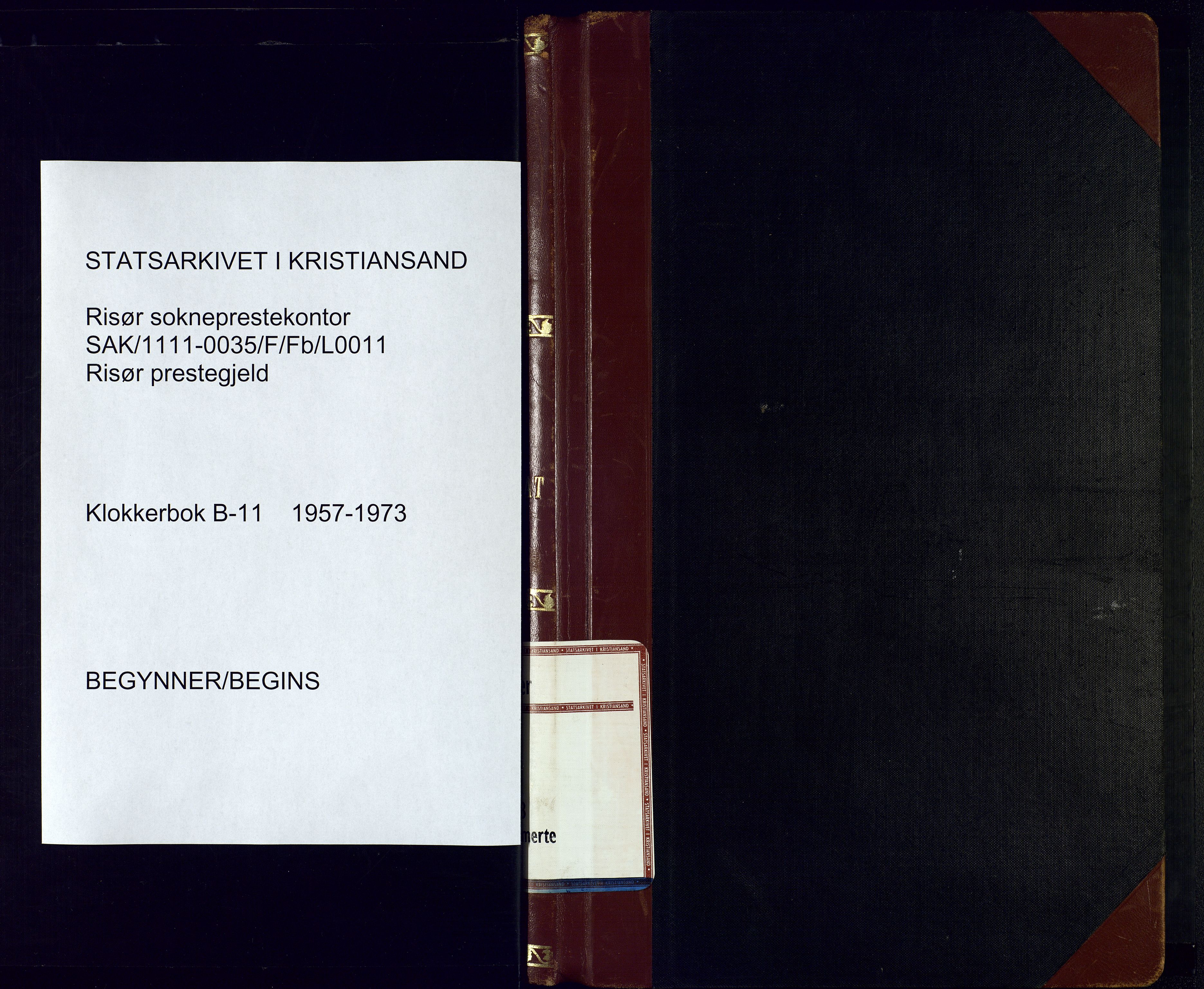 Risør sokneprestkontor, SAK/1111-0035/F/Fb/L0011: Parish register (copy) no. B 11, 1957-1973