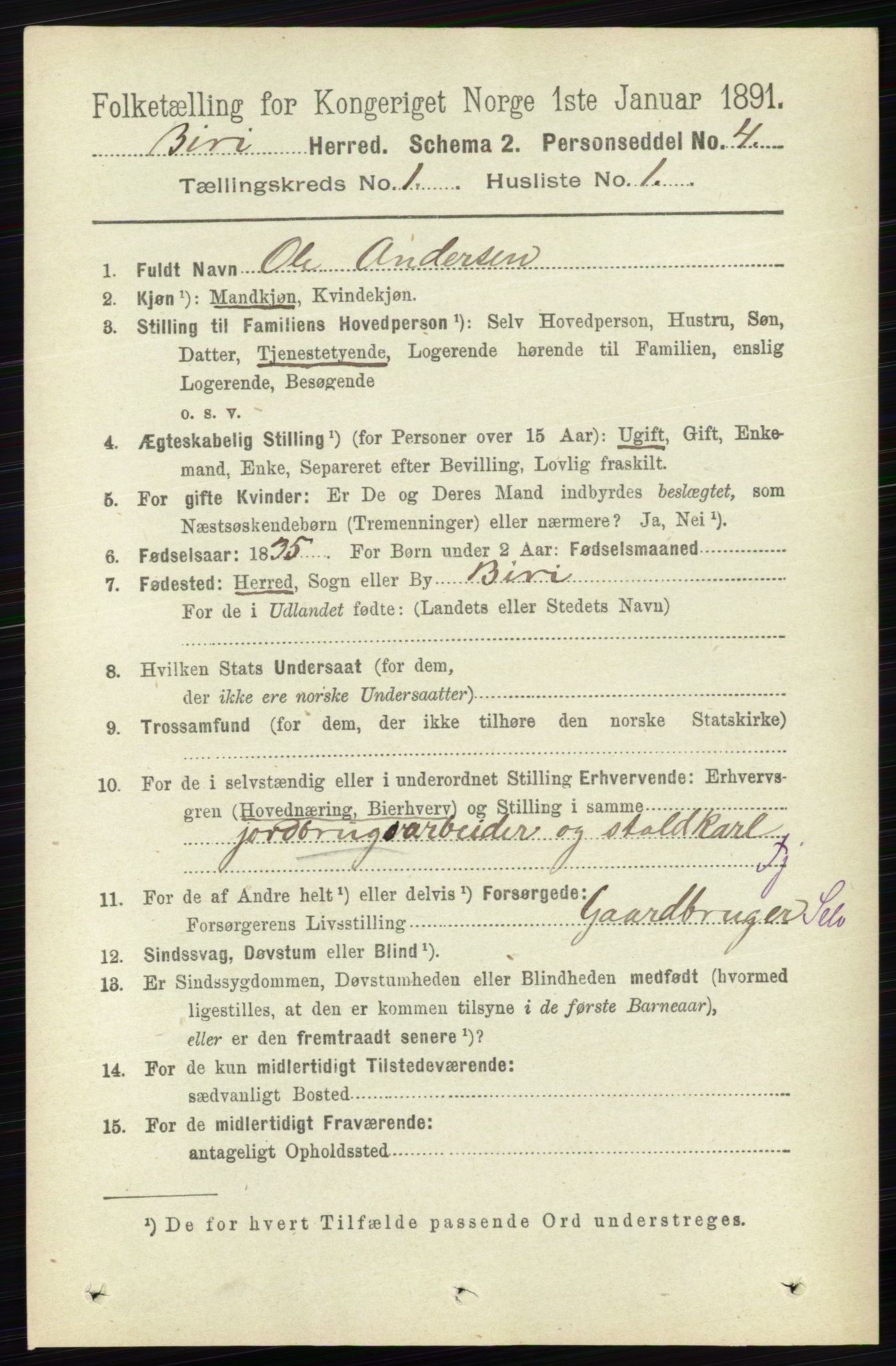 RA, 1891 census for 0525 Biri, 1891, p. 110