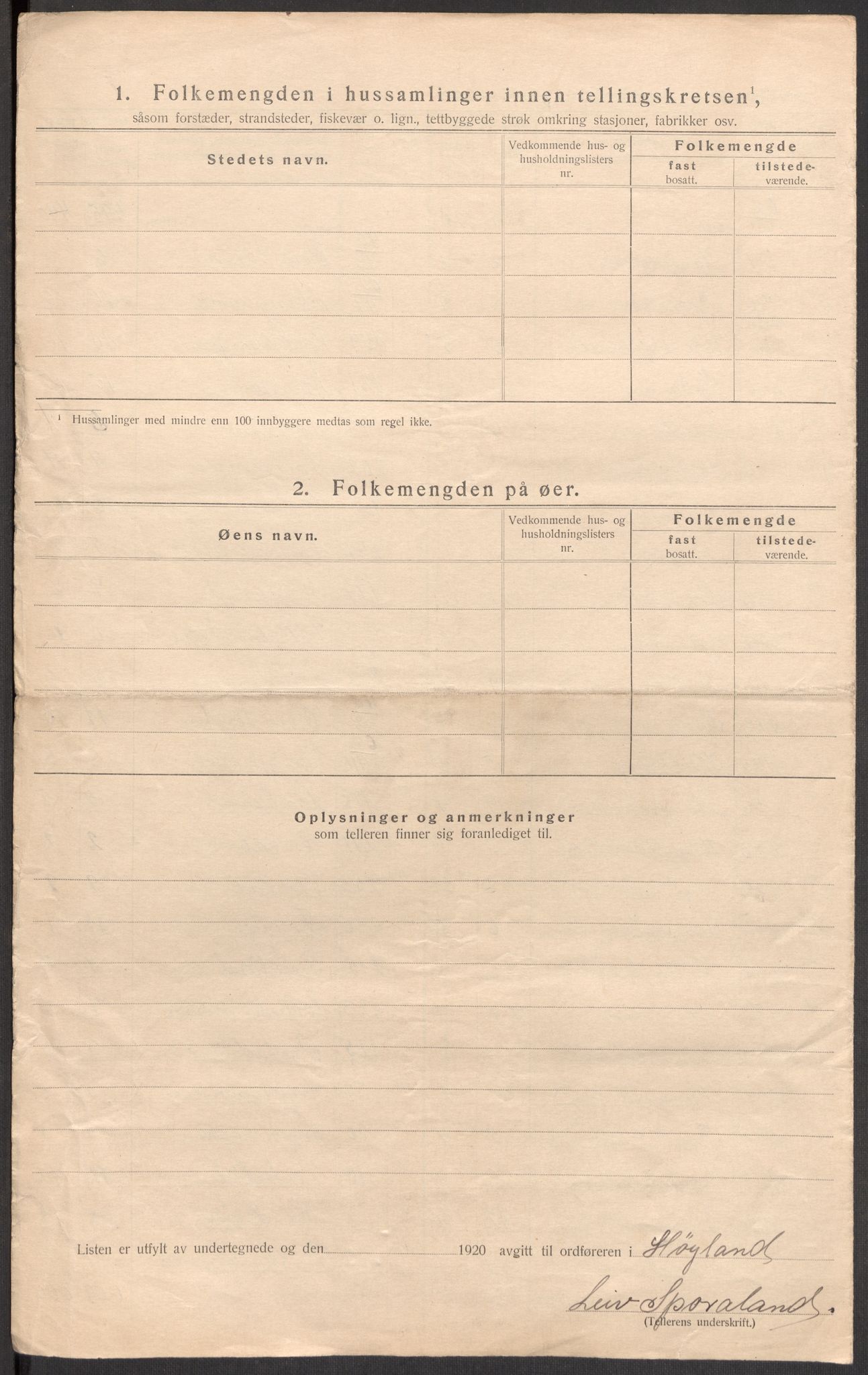 SAST, 1920 census for Høyland, 1920, p. 53