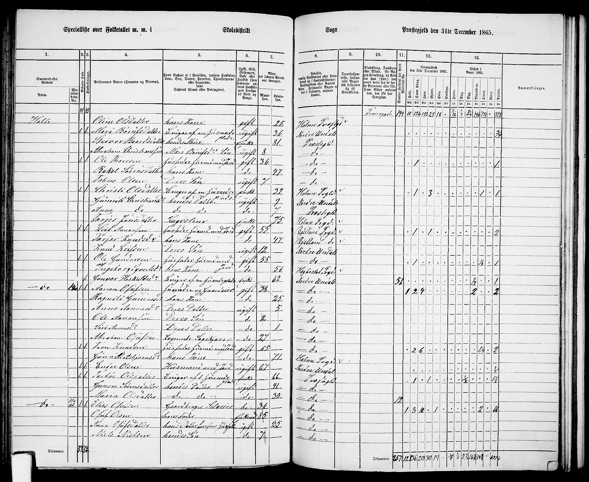 RA, 1865 census for Nord-Audnedal, 1865, p. 86