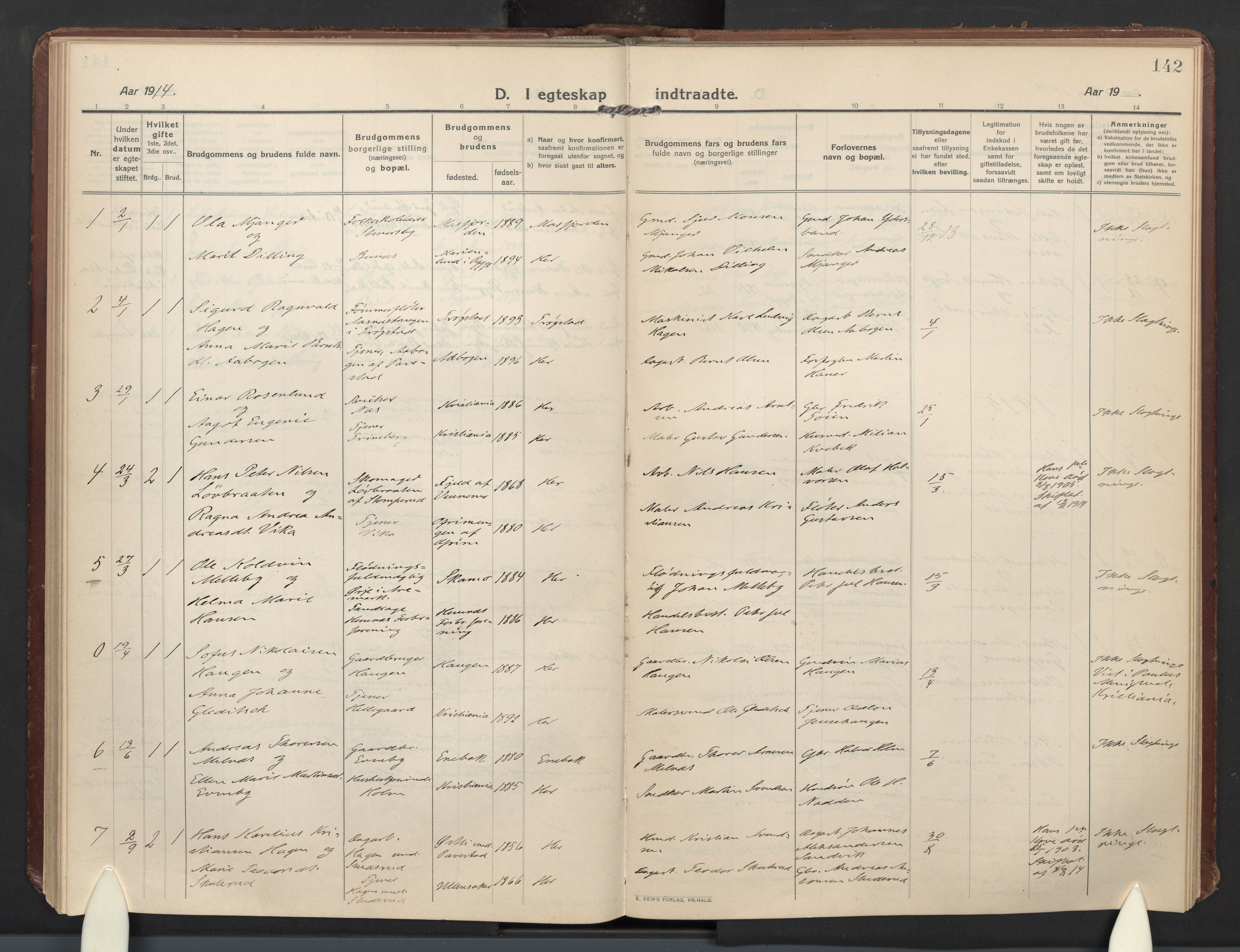 Høland prestekontor Kirkebøker, SAO/A-10346a/F/Fb: Parish register (official) no. II 4, 1913-1924, p. 142
