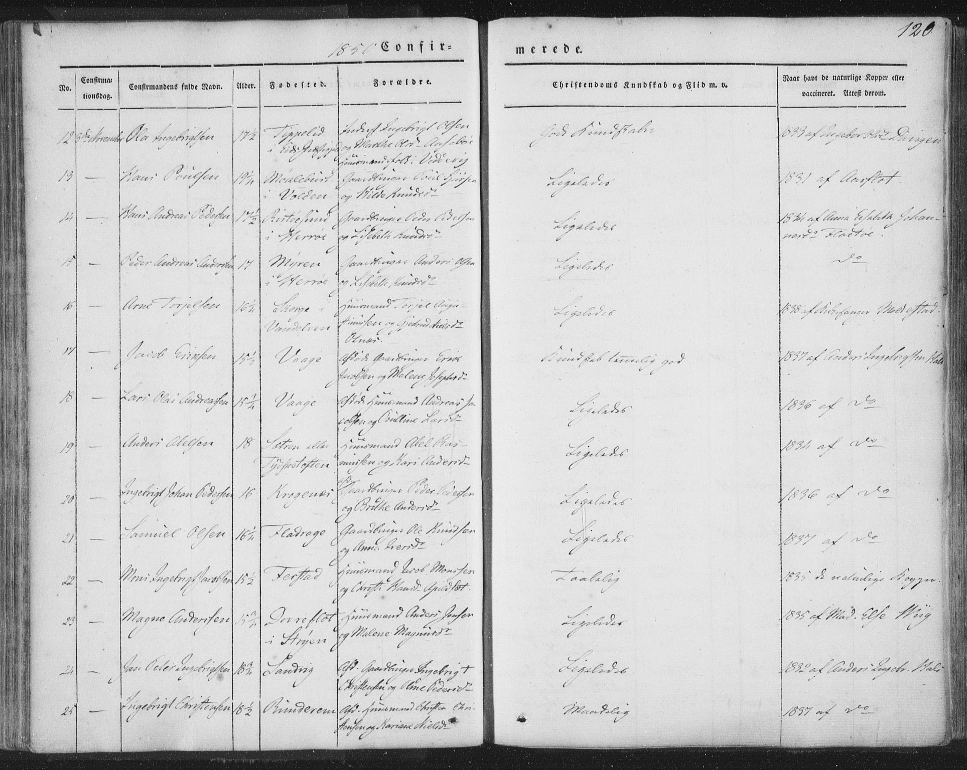 Selje sokneprestembete, AV/SAB-A-99938/H/Ha/Haa/Haaa: Parish register (official) no. A 10, 1844-1858, p. 120