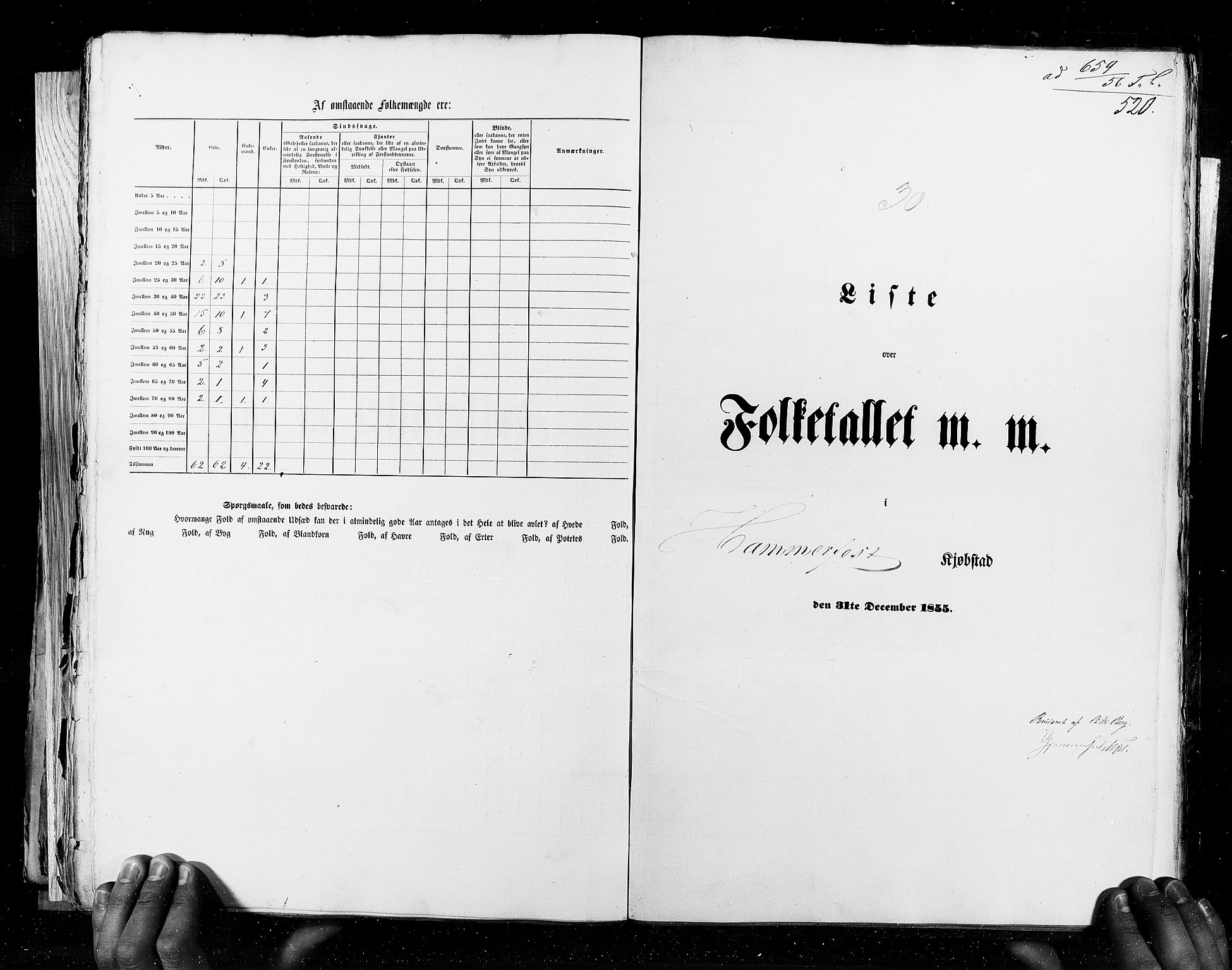 RA, Census 1855, vol. 8: Risør-Vadsø, 1855, p. 520