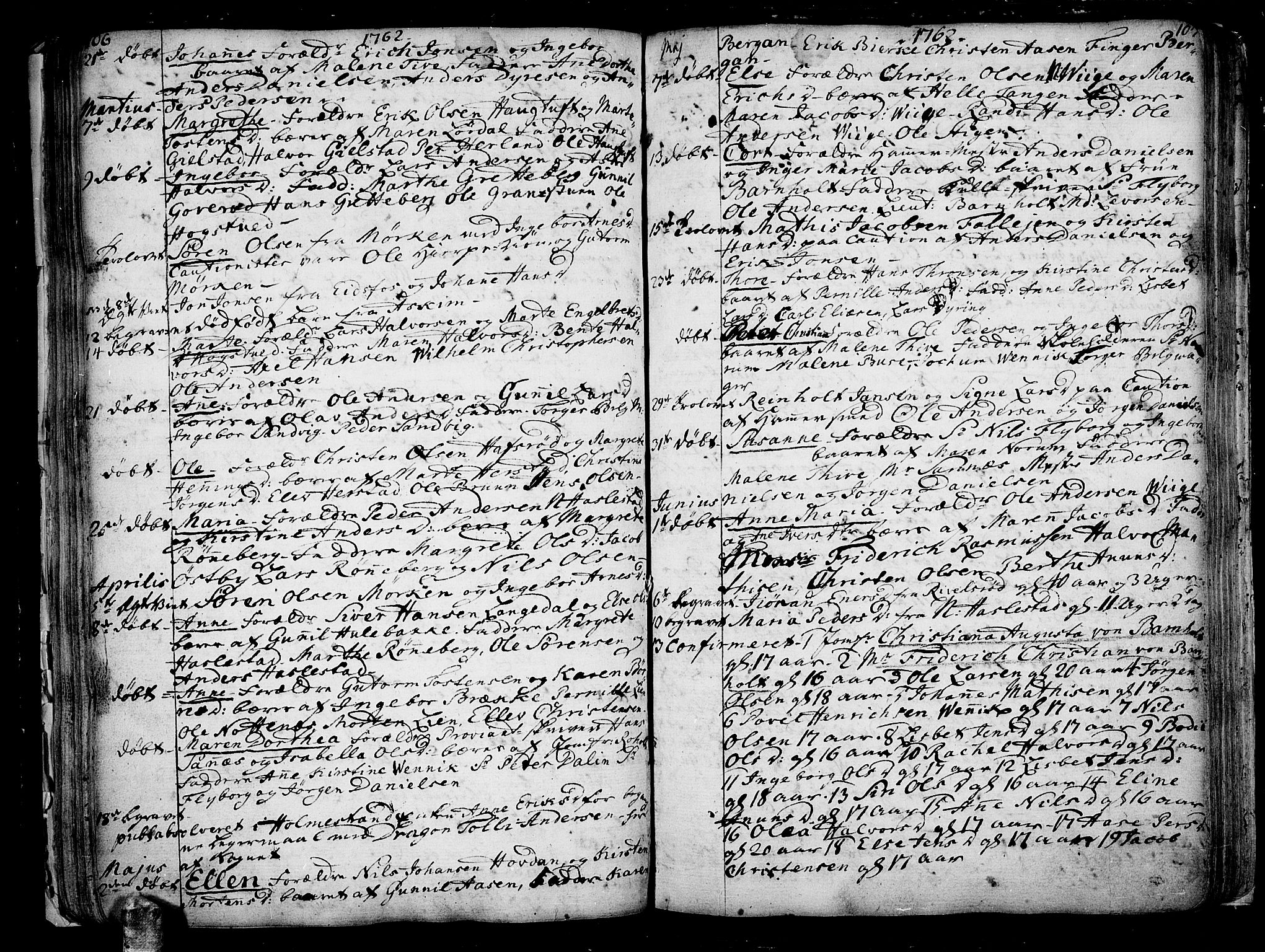 Hof kirkebøker, AV/SAKO-A-64/F/Fa/L0002: Parish register (official) no. I 2, 1746-1781, p. 106-107