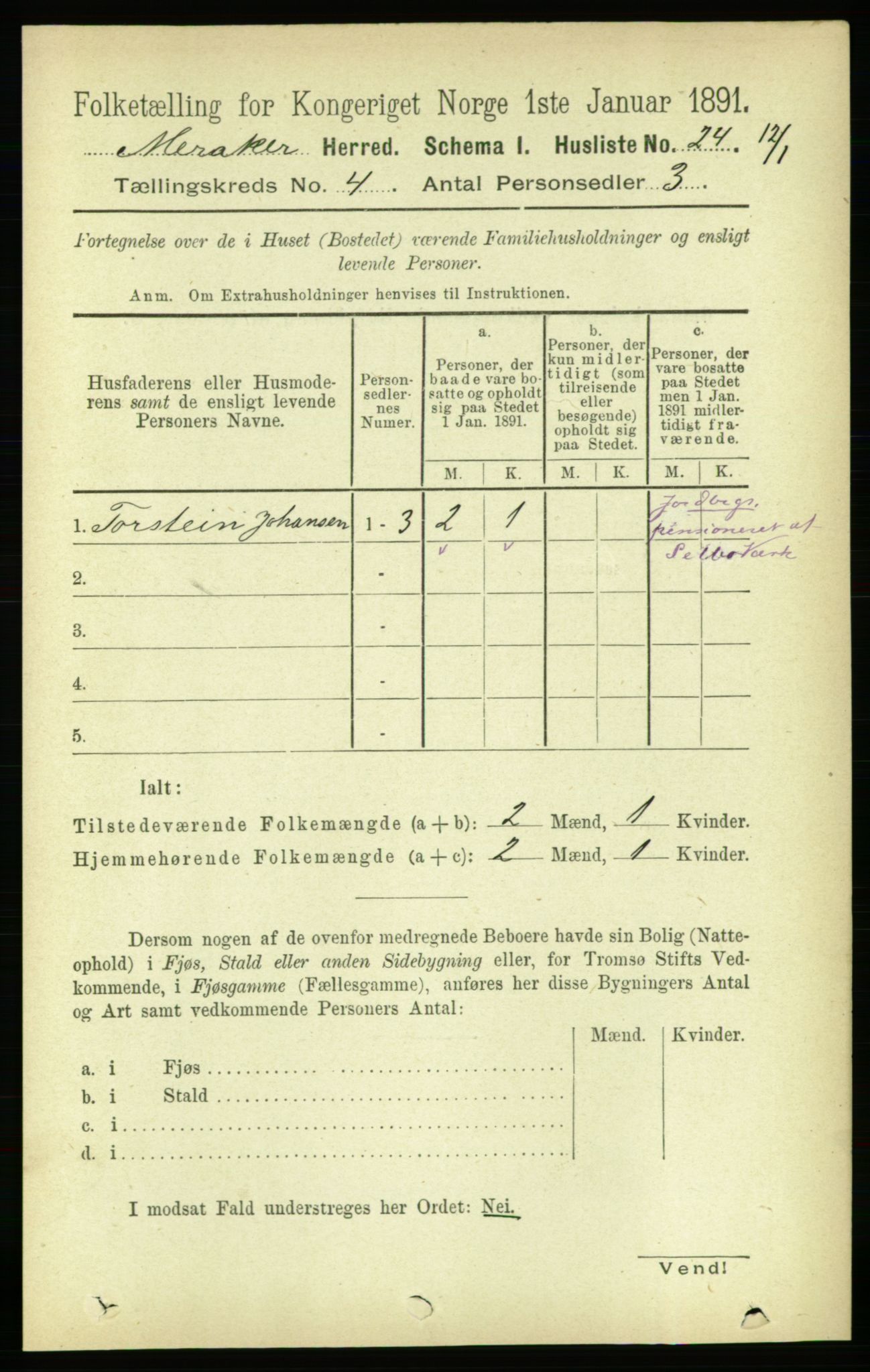 RA, 1891 census for 1711 Meråker, 1891, p. 1589